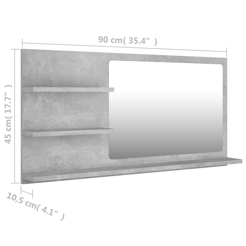 Betongrau vidaXL Badezimmerspiegelschrank (1-St) Badspiegel cm 90x10,5x45 Holzwerkstoff