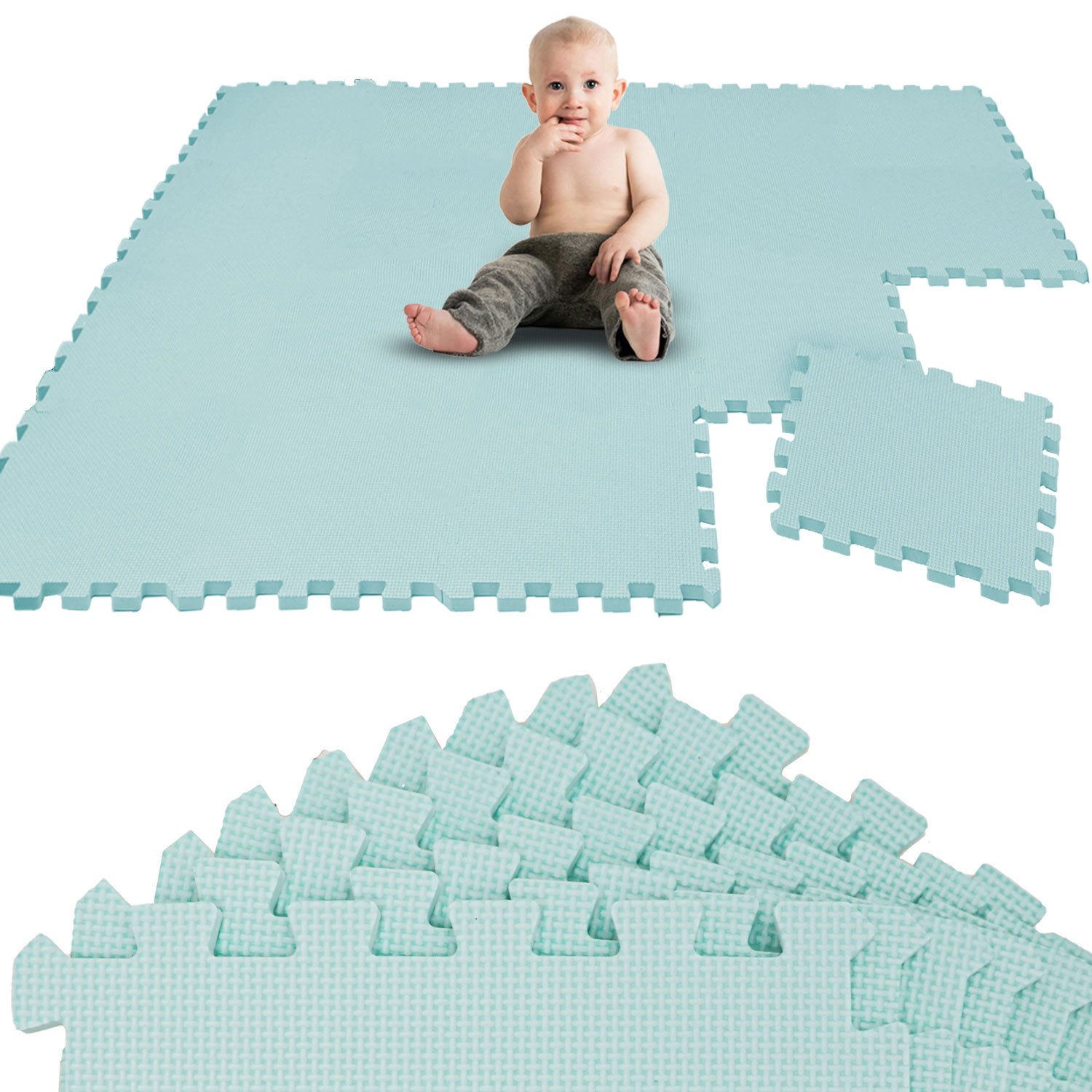 LittleTom Puzzlematte ab dem 1. Tag - 18 Teile Baby Spielmatte - 30 x 30 Kinder Krabbelmatte, Spielunterlage für Babys und Kleinkinder - Kinderzimmer Puzzleteppich