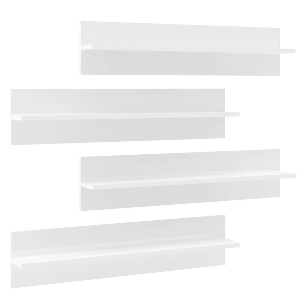4 Wandregale Stk. Hochglanz-Weiß 80x11,5x18 Holzwerkstoff furnicato Wandregal cm