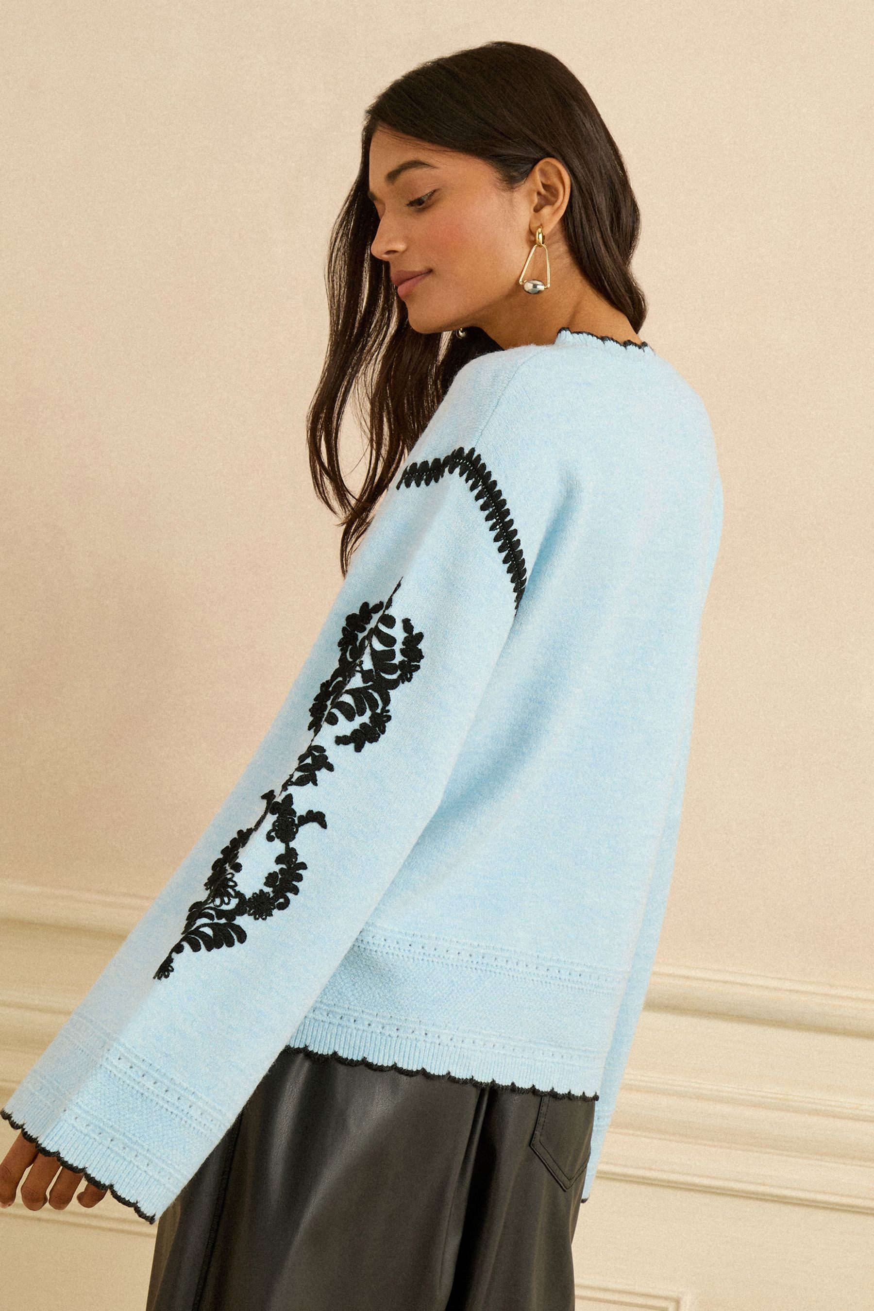 Love & Roses Strickpullover Love & Roses Strickpullover mit bestickten Ärme günstig online kaufen