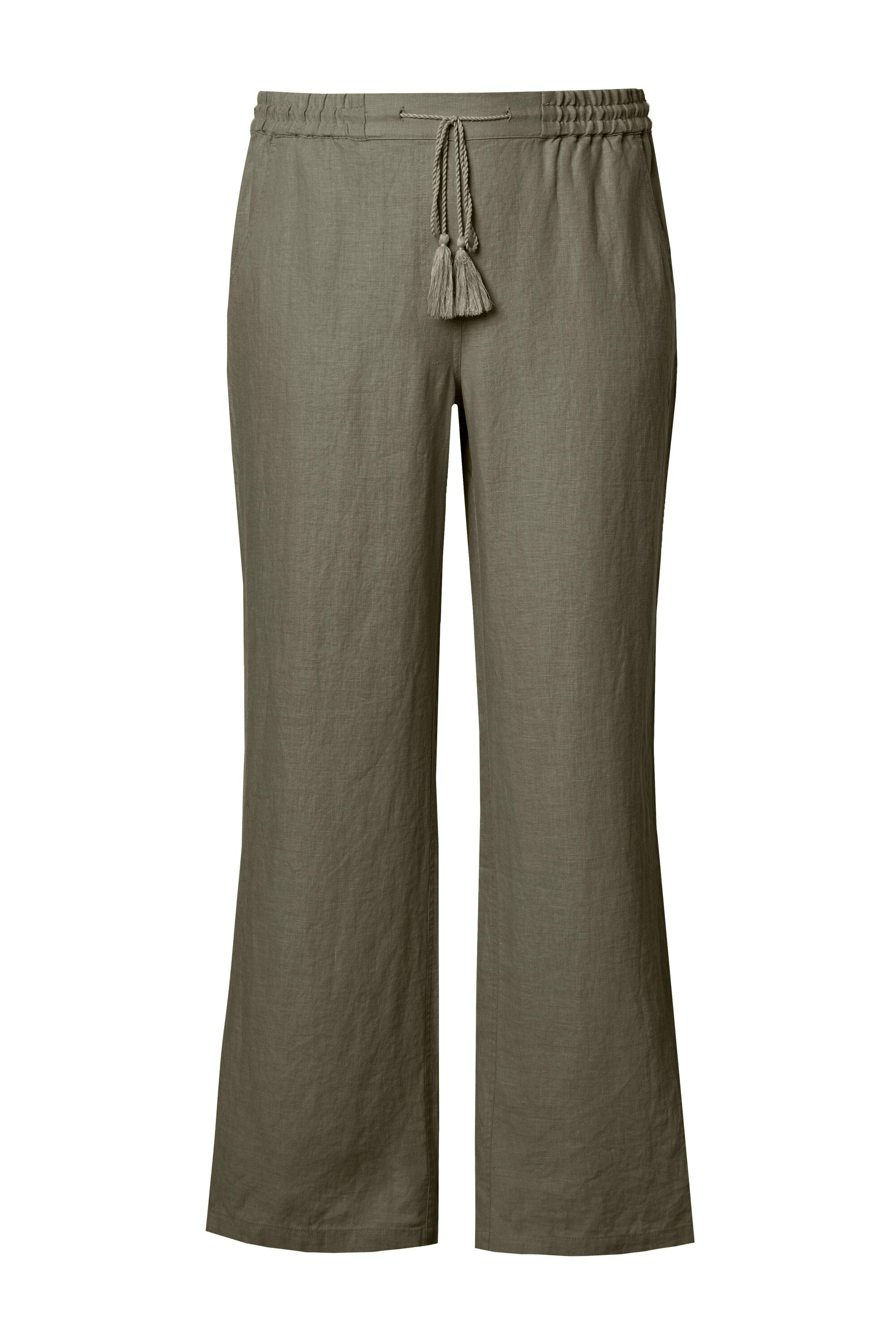 Ulla Popken Funktionshose Leinenhose Mary Elastikbund weites gerades Bein günstig online kaufen