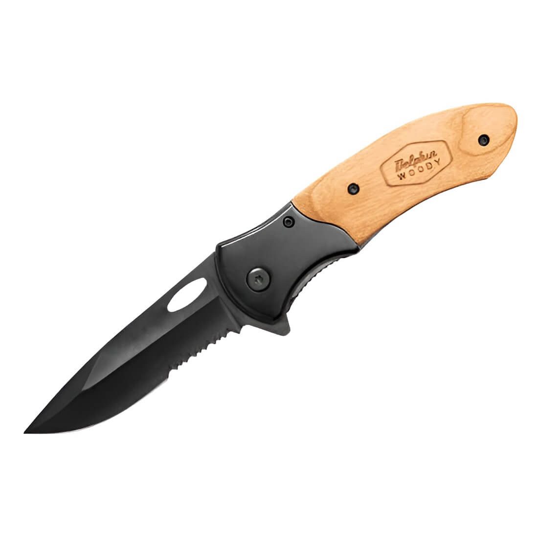Delphin.sk Anglermesser Delphin Klappmesser Woody Edelstahl mit Holzgriff Anglermesser Outdoor, (Packung, 1 St)