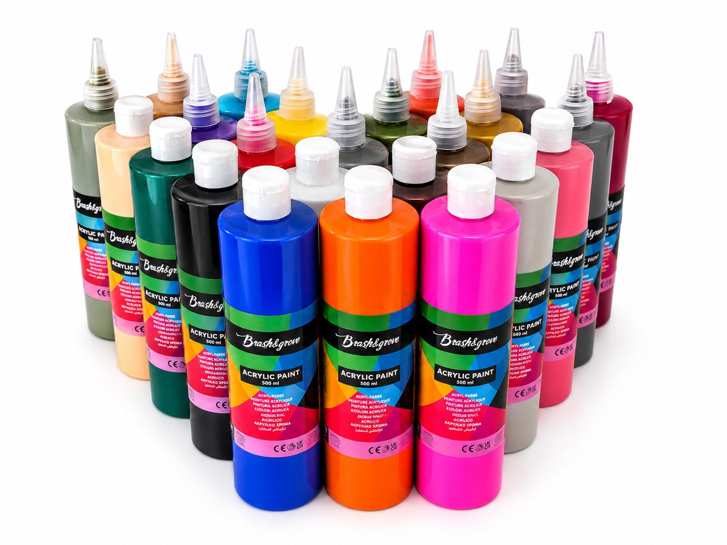 Greenpoint Acrylfarbe Acrylfarben-Set 6/12/24 x500 ml Hoch deckend, matt, für Pouring & mehr, Hochpigmentiert, wasserfest, schnelltrocknend, matt, mischbar