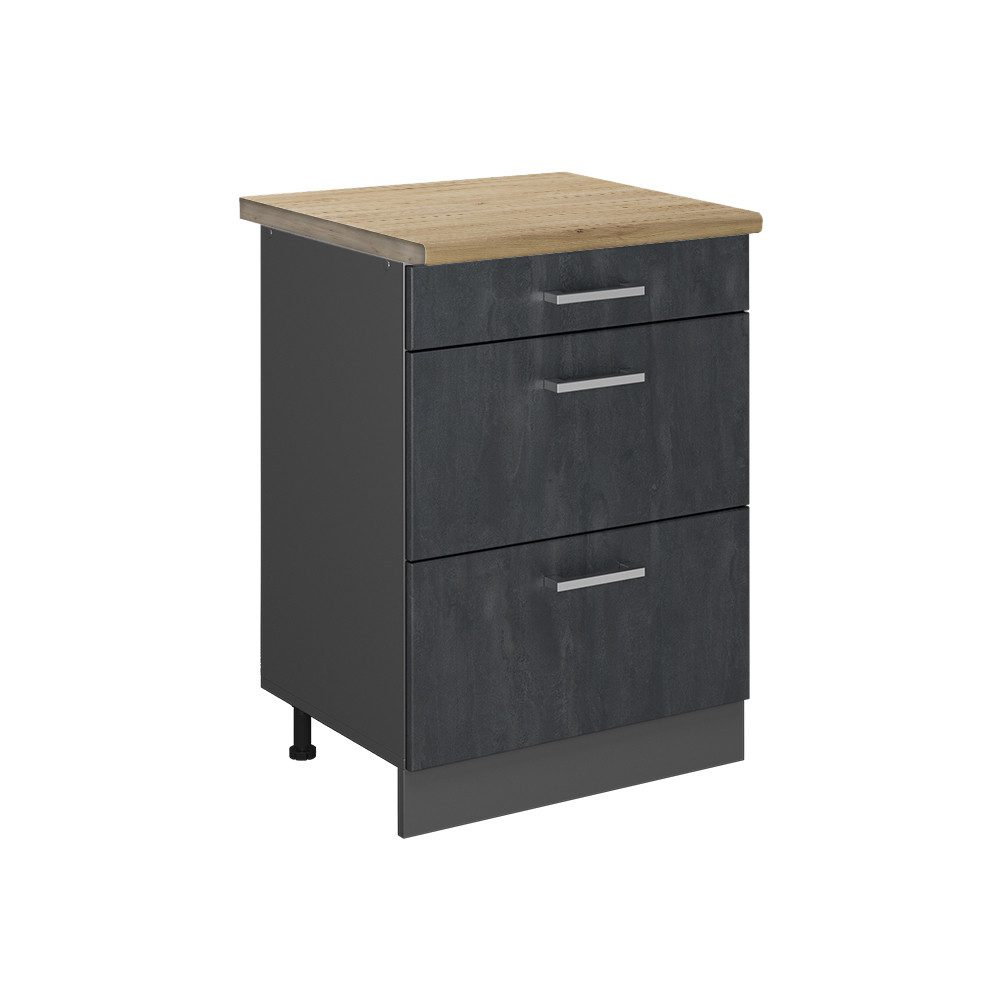 Vicco Unterschrank R-Line, Schwarz Beton/Anthrazit, 60 günstig online kaufen