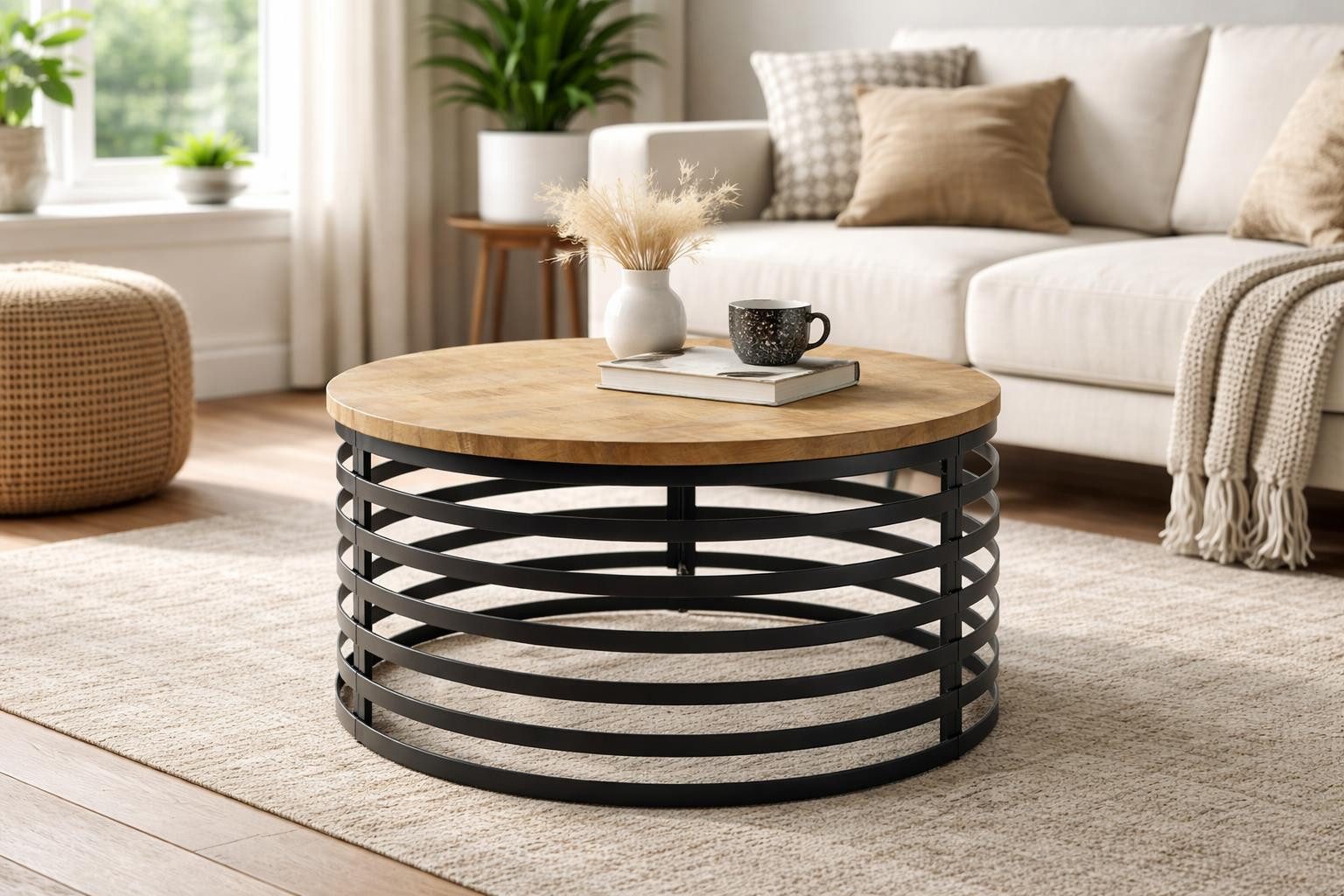 möbelando Couchtisch Marly, in Mangoholz naturbelassen, schwarz - 40x80 (HxD)