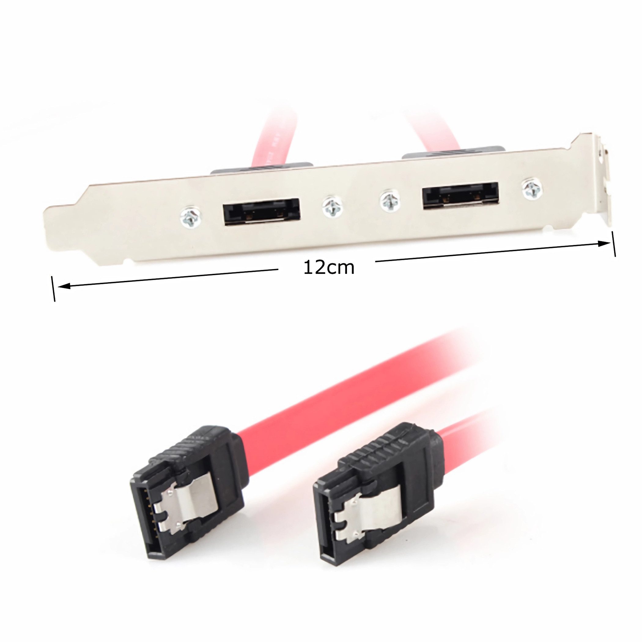 Bolwins K41 eSATA Slotblech 2x eSATA 7pin Buchse auf intern SATA 7pin Stecker Computer-Kabel, 2x SATA-Stecker (7-polig, intern, mit Sicherheitslasche), eSATA-Buchse (7-polig, extern im Slotblech) (45 cm), 2x SATA 7-Pin intern auf eSATA Buchse, Slotblech