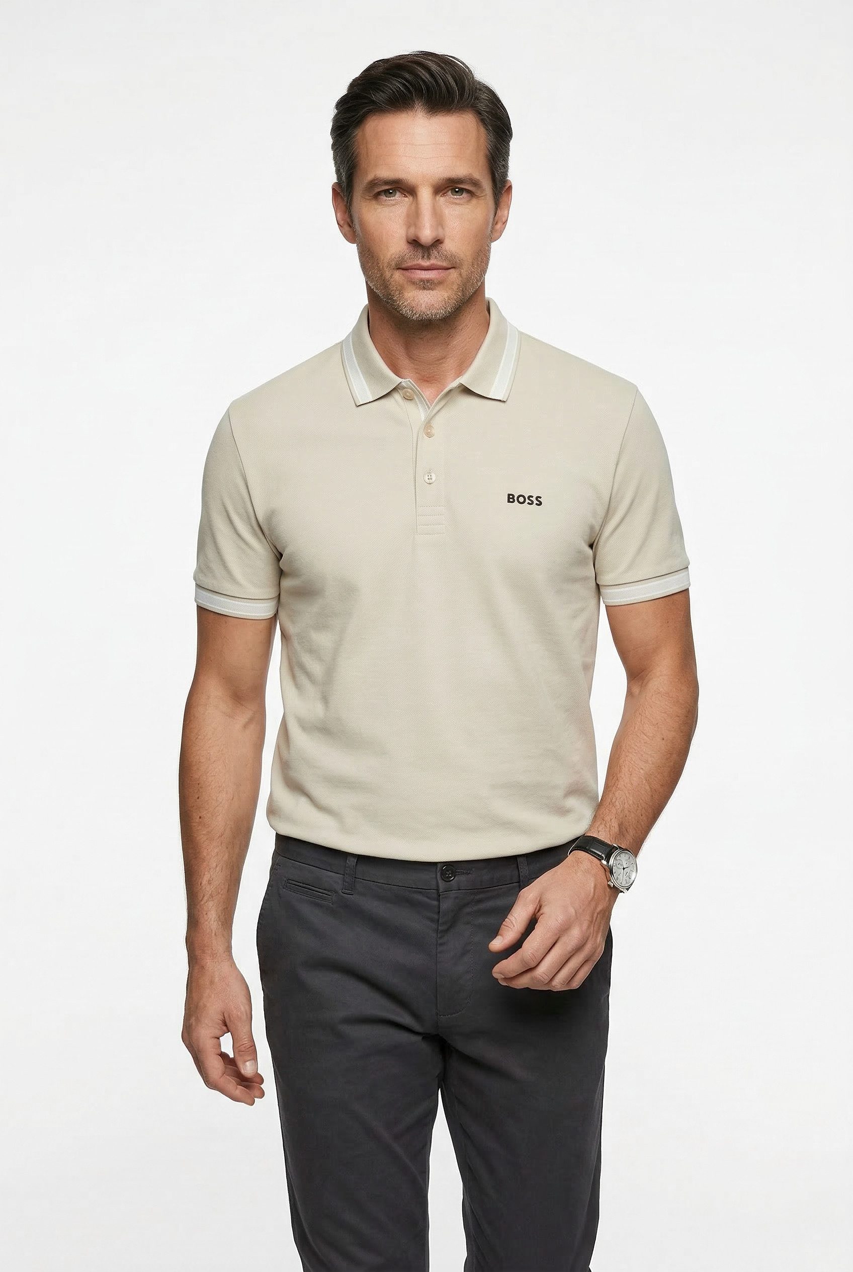 BOSS GREEN Poloshirt Paddy Regular Fit atmungsaktive Piqué-Webstruktur, Flachstrickkragen, gerader Schnitt