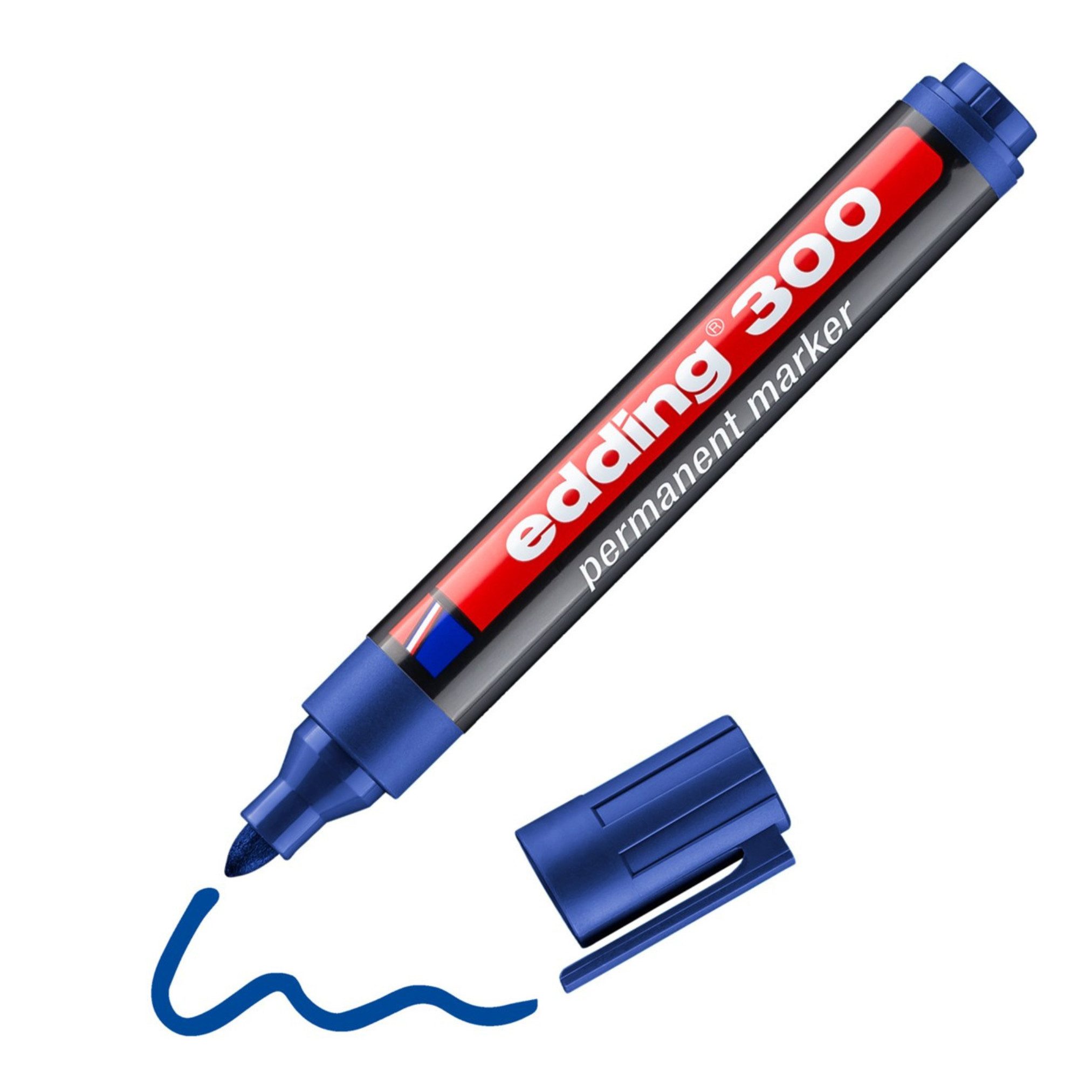 edding Permanentmarker Permanentmarker 300, Rundspitze, 1,5 - 3 mm, blau EDDING 4-300003, (3-tlg)