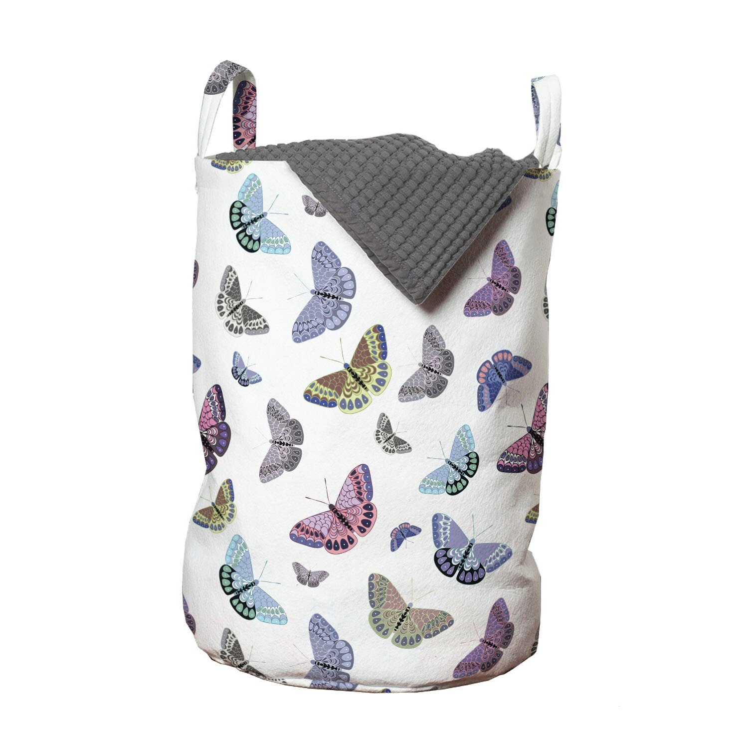 Wäschekorb Wäschesäckchen Griffen Abakuhaus Waschsalons, Kordelzugverschluss für mit Schmetterling Bunte Schmetterlinge