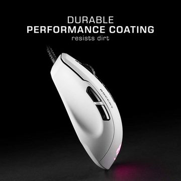 ROCCAT Gaming Mouse Kone Pure Ultra-Light White Mäuse (Gamer Maus Ergonomisch mit AIMO RGB Beleuchtung, 7 Tasten, 2D-Titan-Wheel, Optisch, Owl-Eye Sensor mit 16.000 dpi)