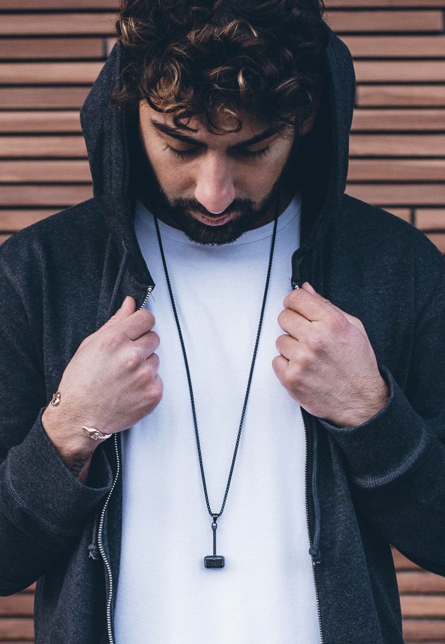 Akitsune Edelstahlkette Malleum Halskette Mattschwarz 90 cm