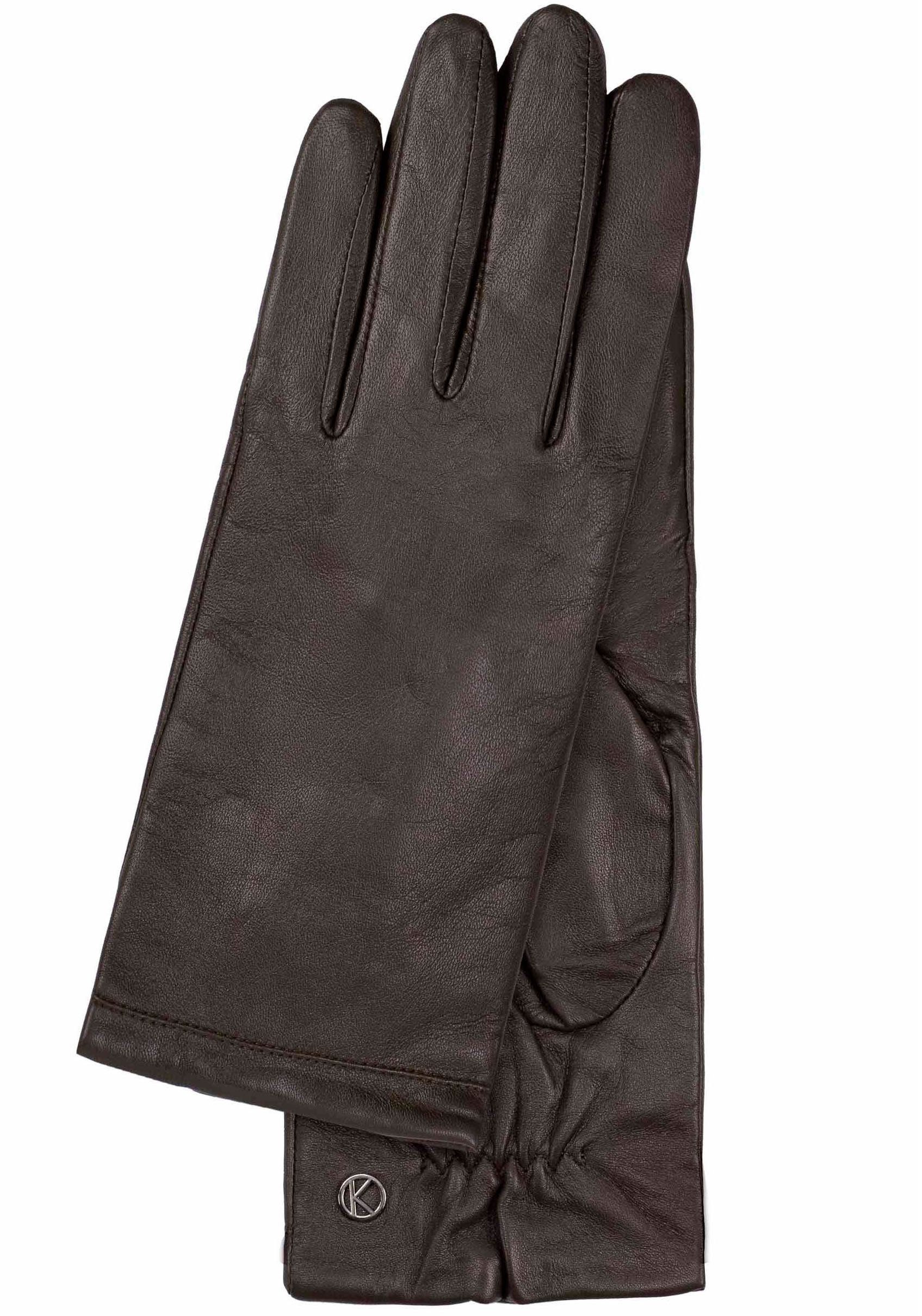 Zierbiesen KESSLER olive Lederhandschuhe schlanke Touchfunktion, Passform, Chelsea