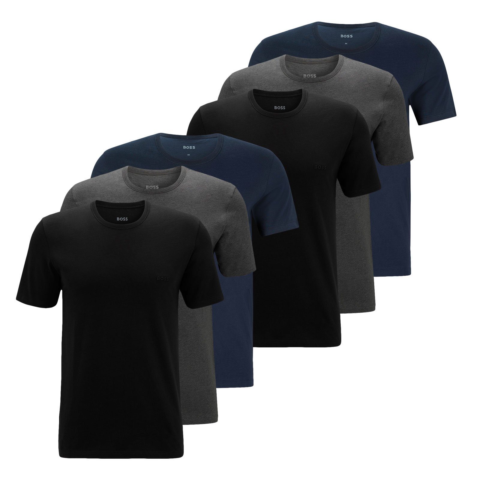 BOSS Unterziehshirt Classic T-Shirt (6-St) mit fein geripptem Rundhalsaussc günstig online kaufen