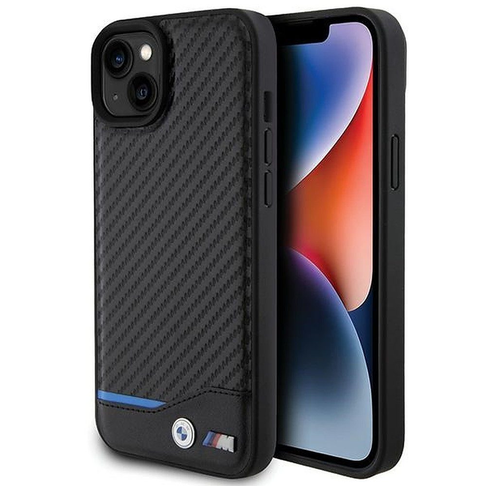 BMW Handyhülle Schutzhülle Case 6,7 Zoll, BMW Lizenzprodukt, Leder-Carbon-Optik, Hardcase