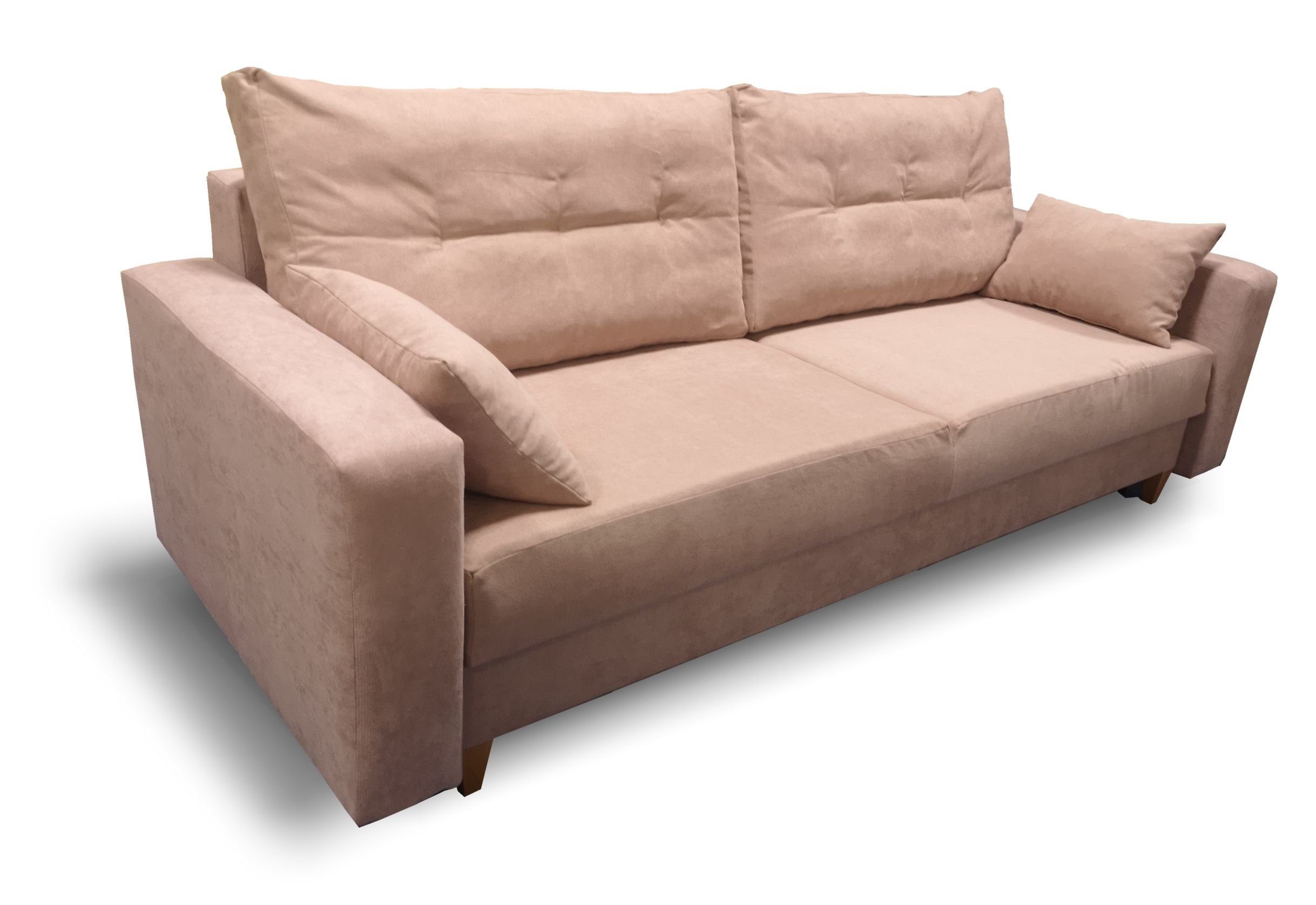Rosa Dreisitzer-Sofa - 3-Sitzer mit Siblo Couch Dreisitzige Bettzeugbehälter Schlaffunktion Gio Moderne -