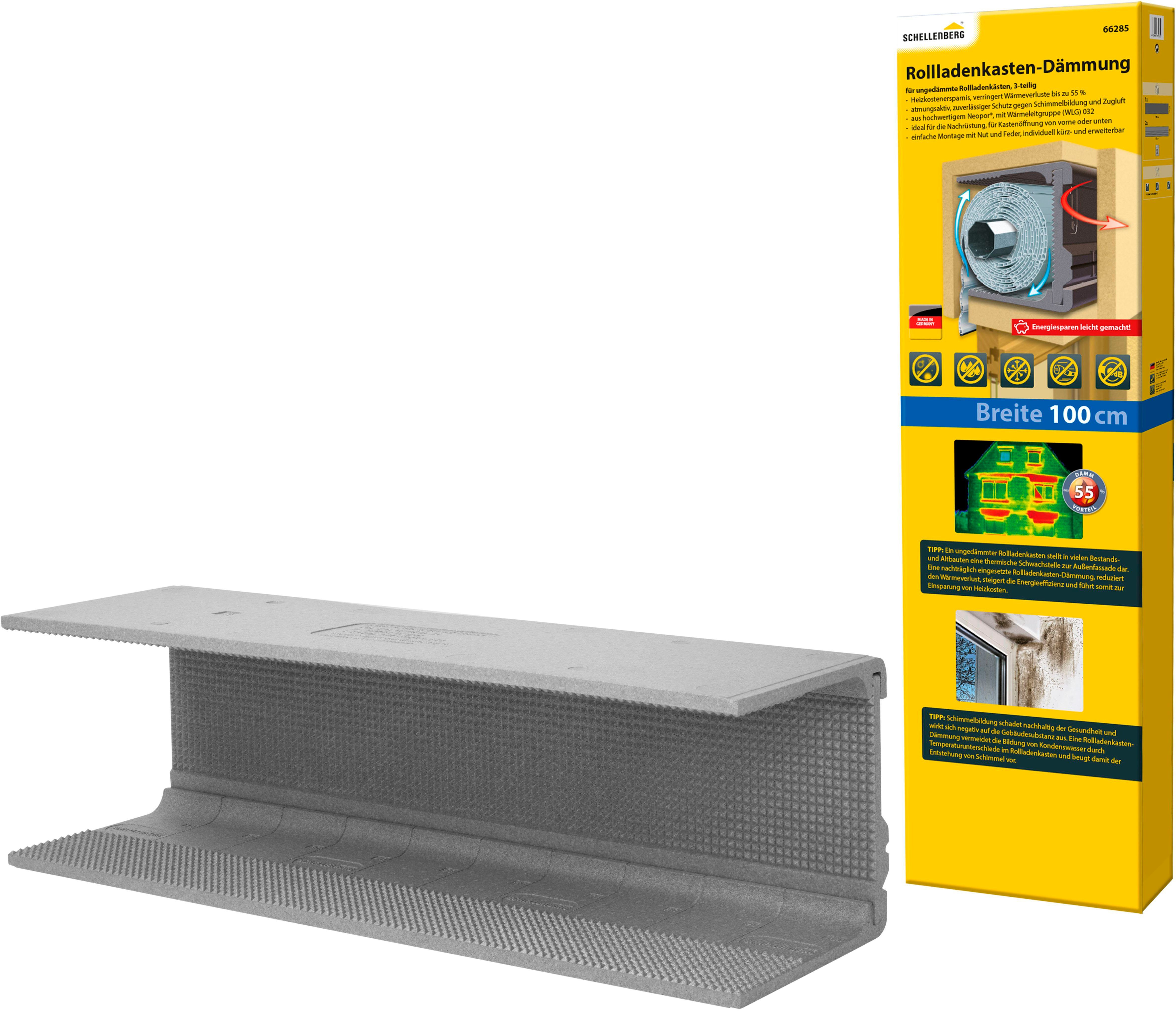 SCHELLENBERG Rollladenkastendämmung 3-teilig, 100 x 28,5 x 1,3 cm, (Set, 1-St), Thermoisolierung für Rollläden, Wärmedämmung