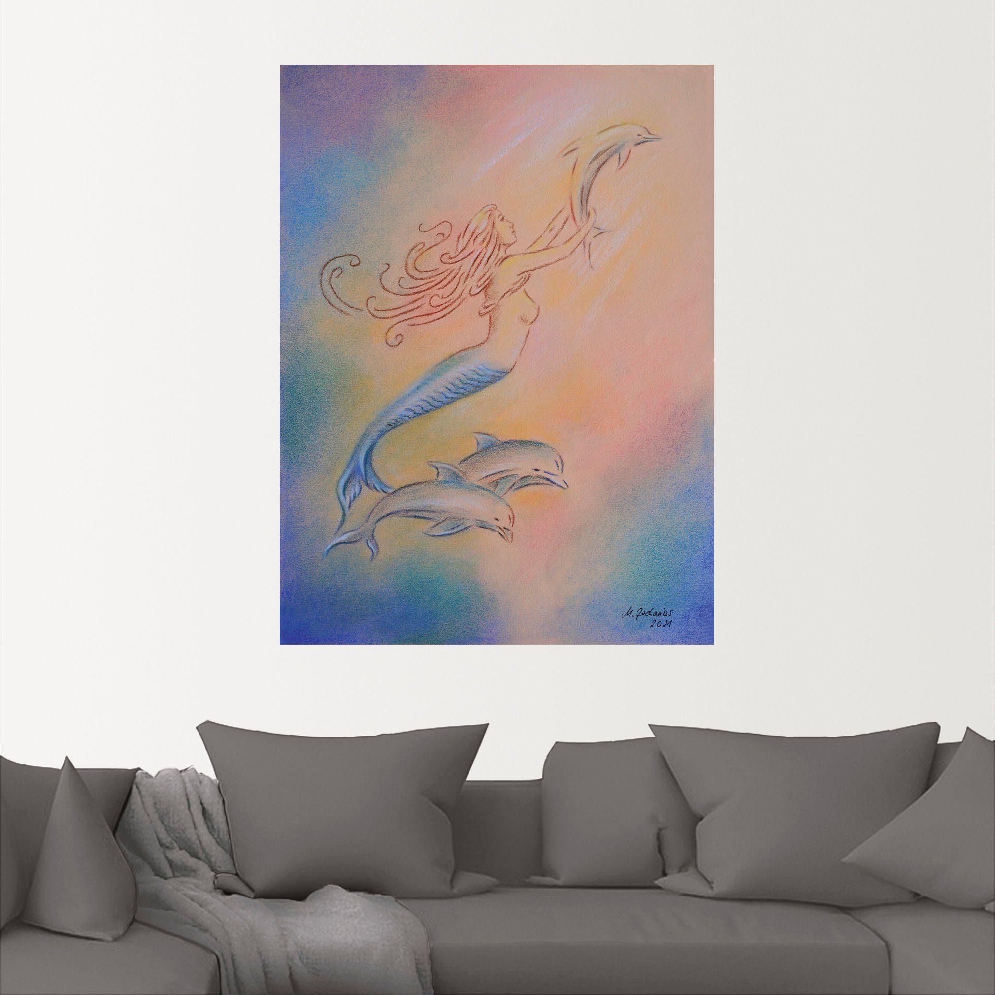 Wandbild Größen Delphine (1 Poster Fantasie als Engel, St), klassische in Leinwandbild, versch. Wandaufkleber oder Alubild, Artland