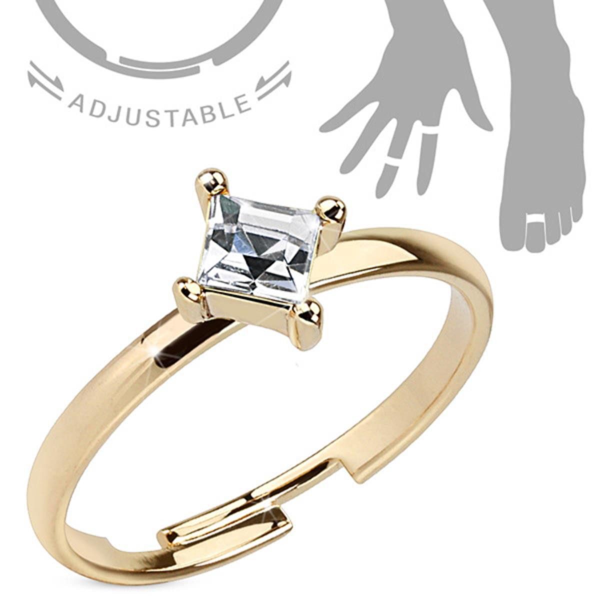 Order & Smile Schmuck Zehenring Mid Ring / Knöchel-Ring / Zehenring verstellbar „Zirkonia“