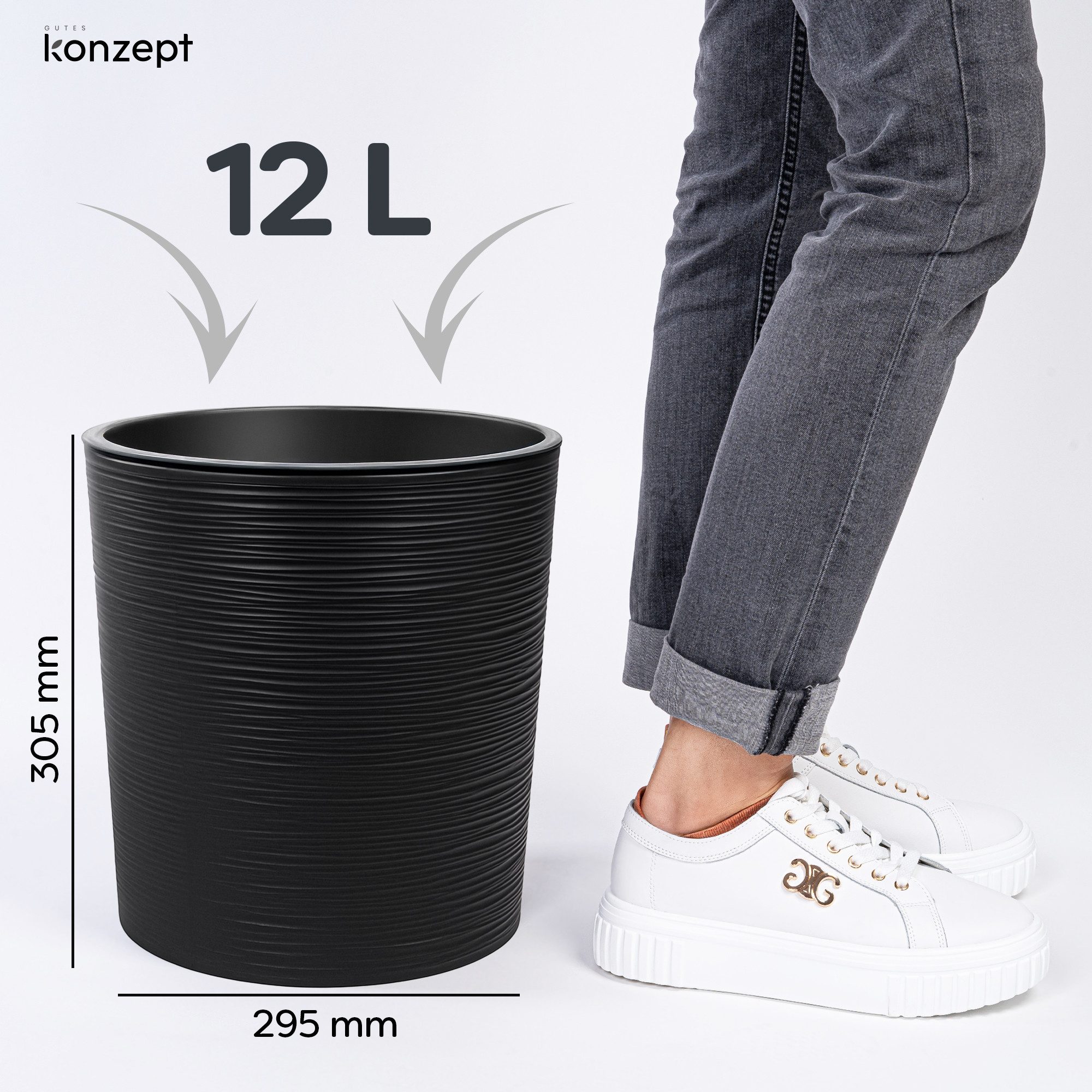 KONZEPT Blumentopf Pflanztopf Groß Innen, 30cm Meißelspuren-Design, Mit Inneneinsatz (1 St), ideal für den Innenbereich