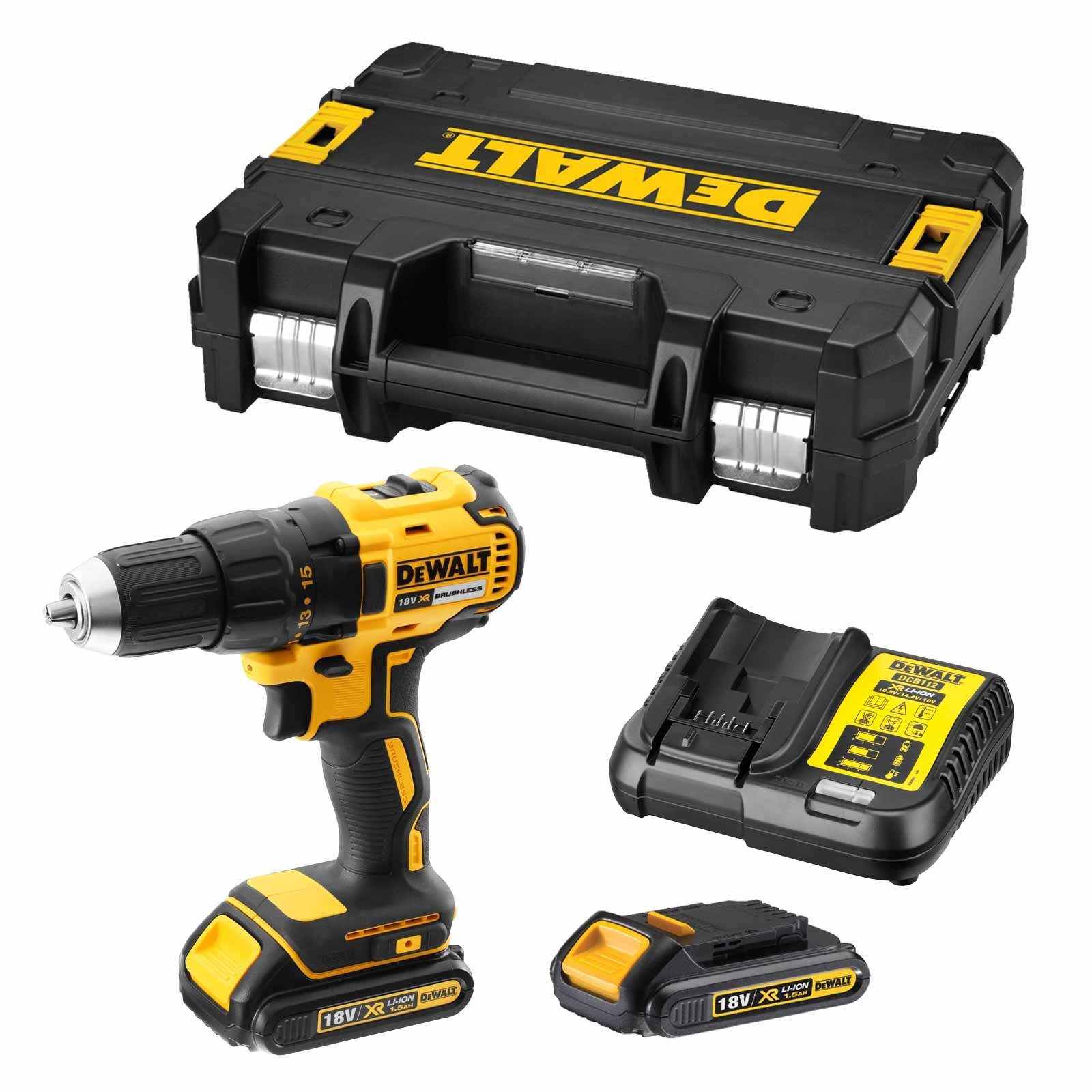 DeWalt Bohrmaschine Akku-Bohrschrauber DCD777S2T-QW 18V 1,5Ah - inklusive Zubehör, 18 V, (Set), inkl. Ladegerät & 2x Akku