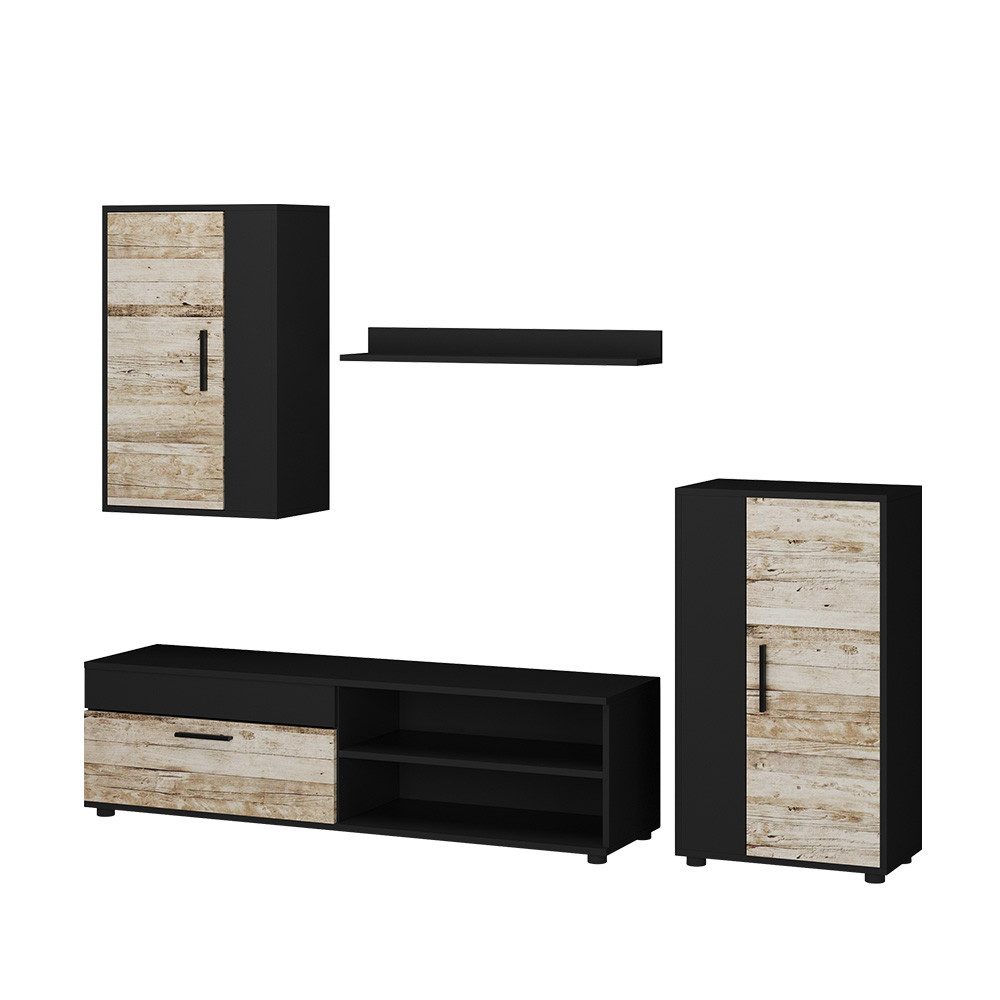 Vicco Wohnwand Berno, Anthrazit/Beige, 4-teiliges Set günstig online kaufen