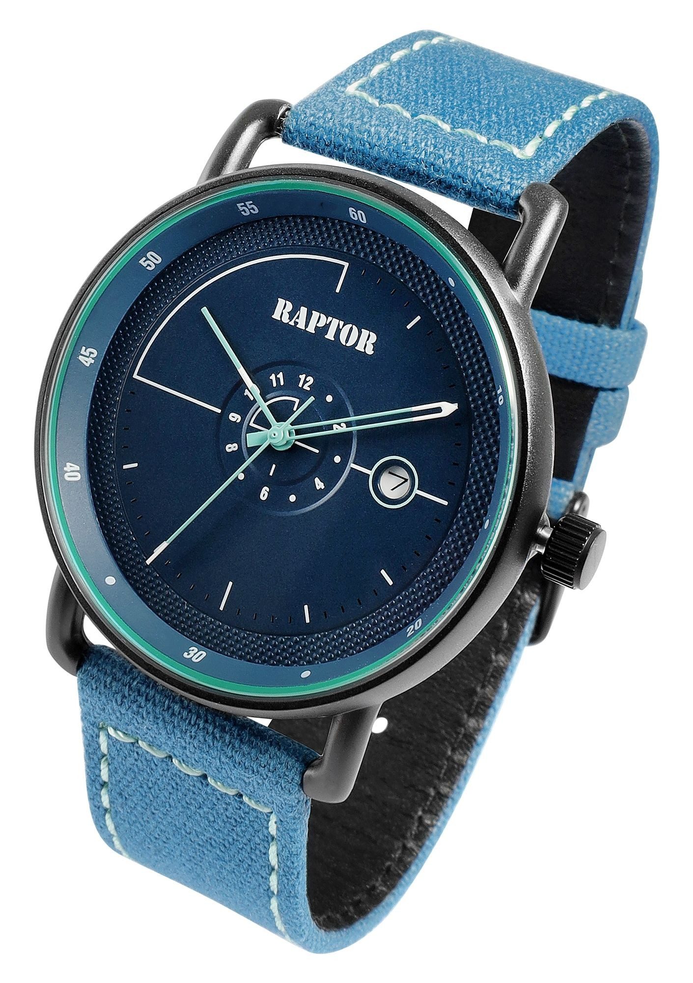 Raptor Quarzuhr mit Textilarmband, Datumsanzeige, 5 ATM