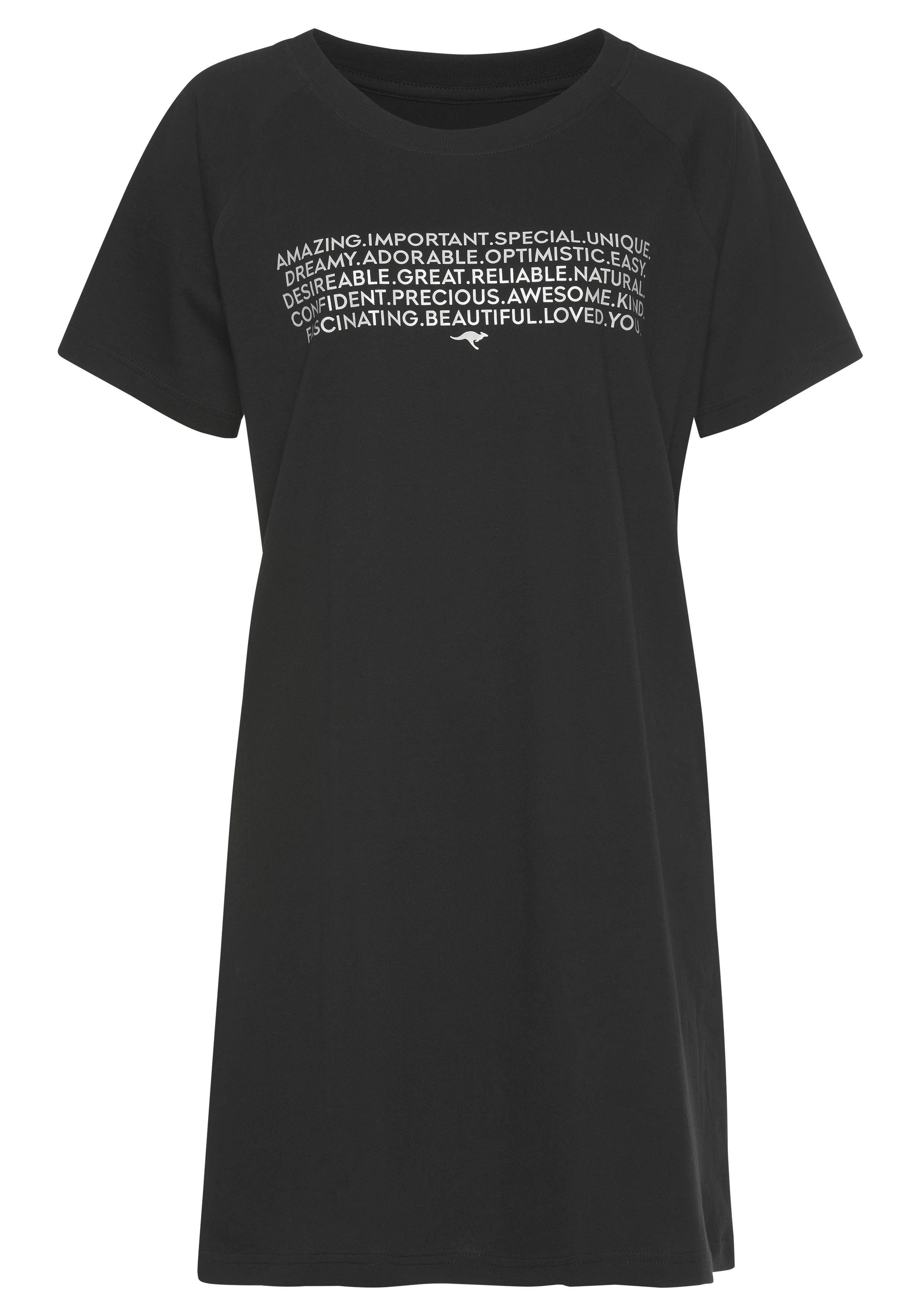 KangaROOS Bigshirt Slogan-Frontdruck mit schwarz