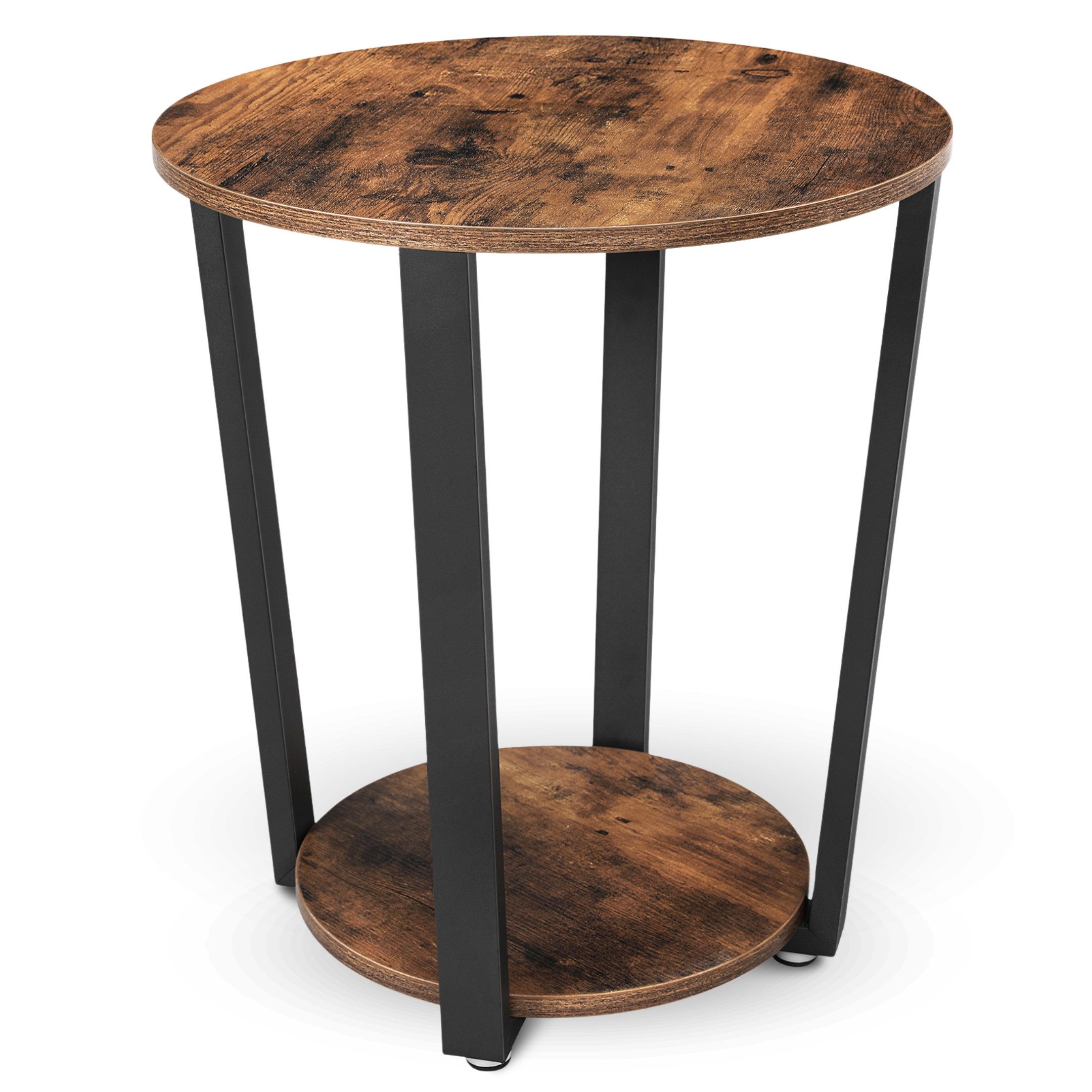 holz4home® Couchtisch Lorie Wohnzimmertisch Rund mit Ablage 50x57 cm I Industrial-Look Braun, Einfache Montage