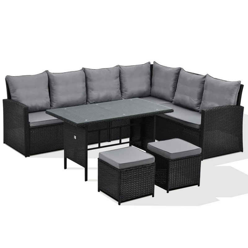 SVITA Loungeset MONROE, (Set, 4-tlg., Gartenlounge), Garten-Lounge, Poly-Rattan, Sitzgruppe, Outdoor, Lounge-Möbel