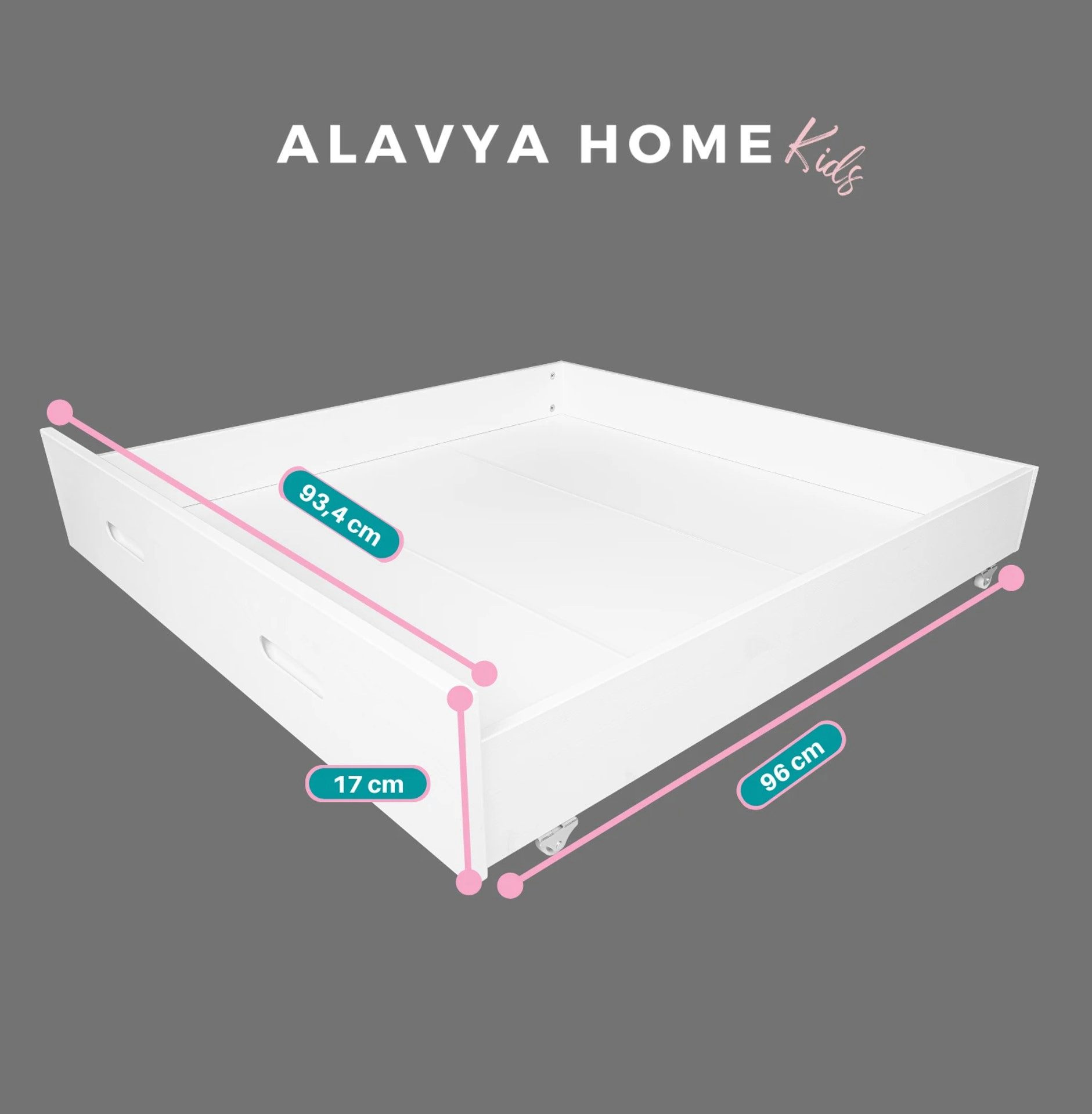 Alavya Home® Bettschubkasten Alavya Home Schubkasten Set, 2 St.I 2er-Set Schublade aus massiver Kie (2 St., 2er-Set) – Bild 2 von 4