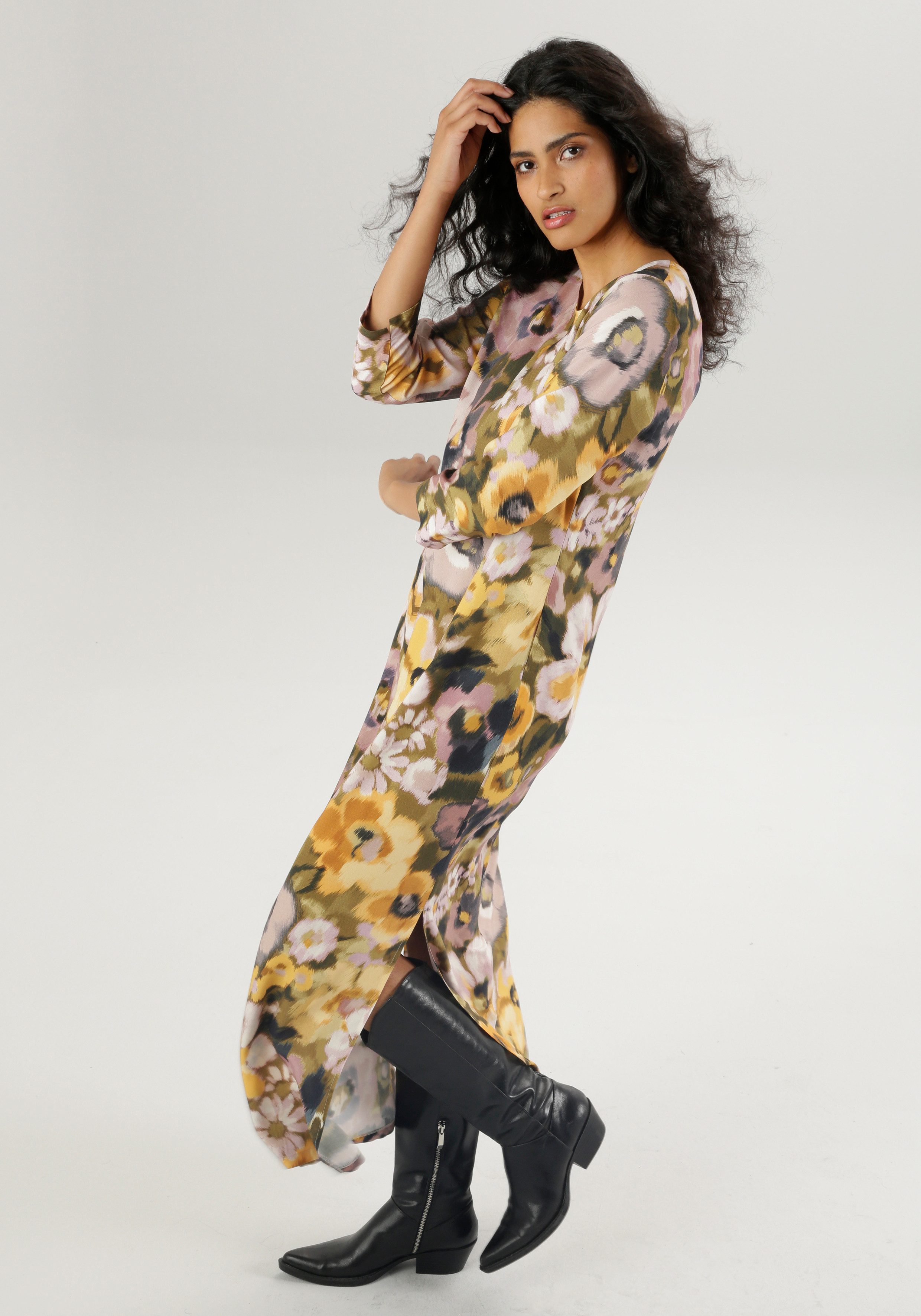 Aniston CASUAL Maxikleid mit Blütendruck im Batik-Look- jedes Teil ein Unik günstig online kaufen