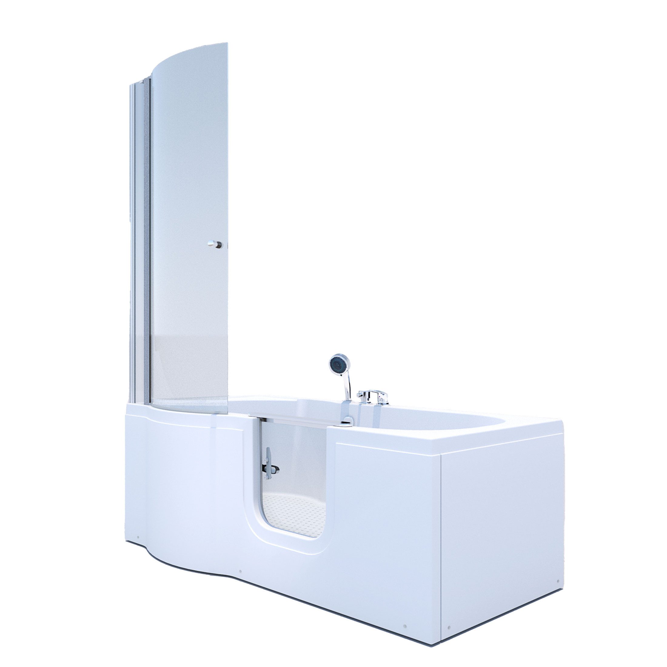 AcquaVapore Komplettdusche Seniorendusche Sitzwanne mit Tür S12D-EH-R-ALL 85x170 cm, Sicherheitsglas ESG, inklusive Duschwanne