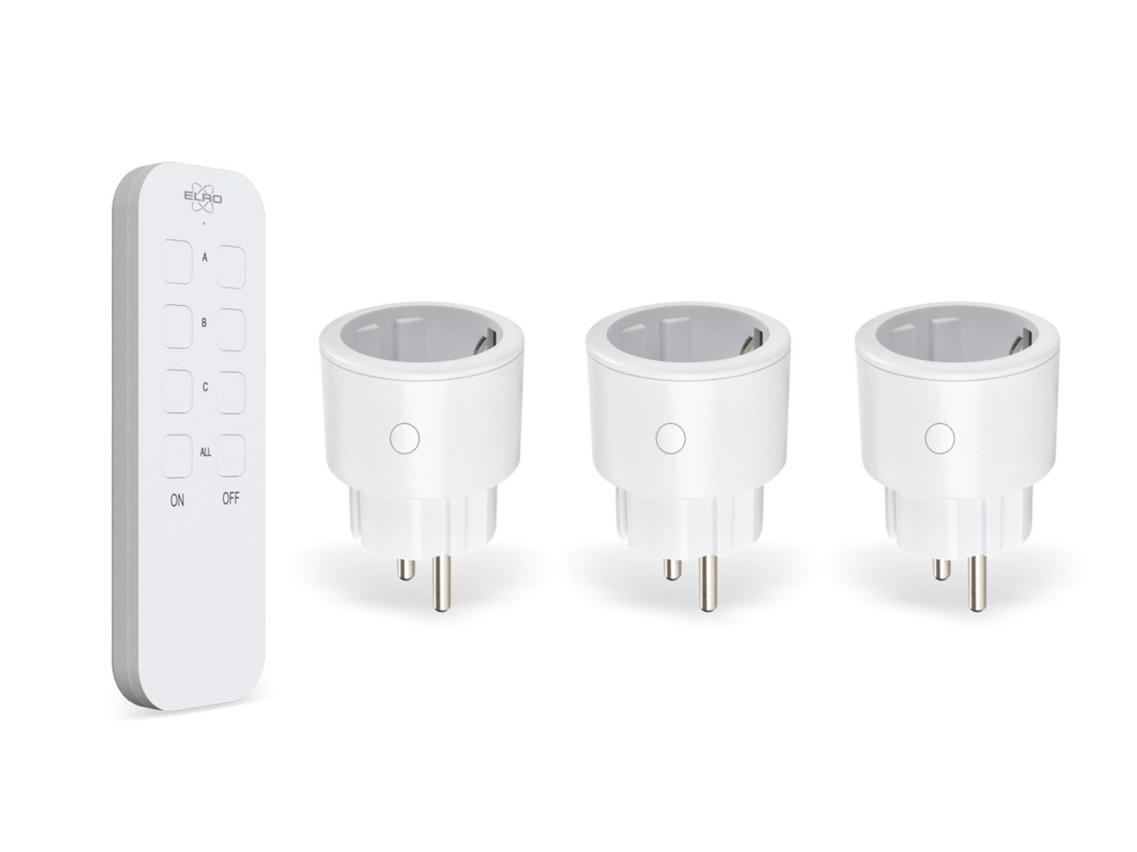 Elro Funksteckdose, 3er Set schaltbare Steckdose mit Fernbedienung, Zwischenstecker Ø 5cm