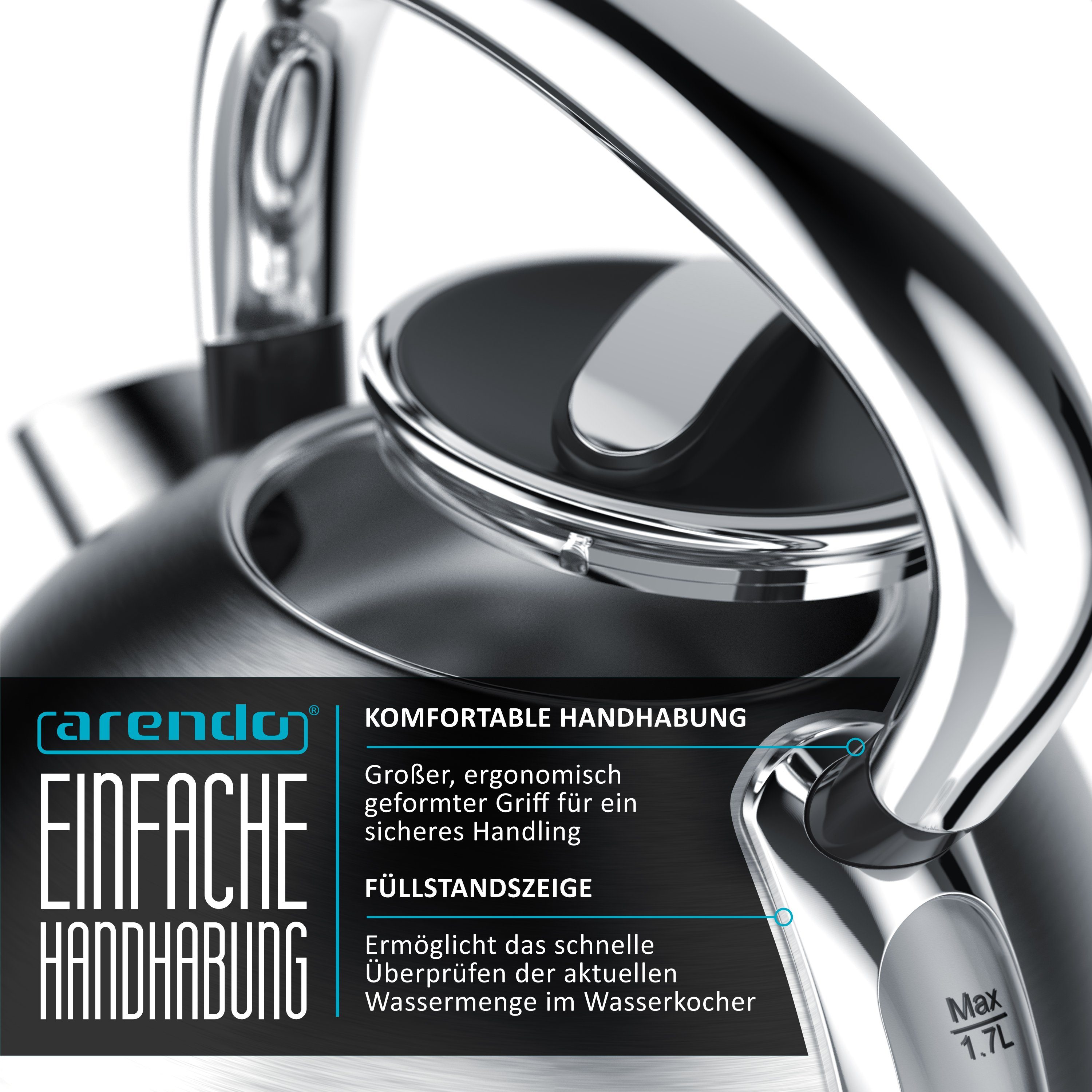 Arendo Wasserkocher Edelstahl Retro Vintage Wasserkessel mit Temperatureinstellung, 1,7 l, 2200 W, LED Anzeige mit Touch Panel, Warmhaltefunktion, Zwischenmessung