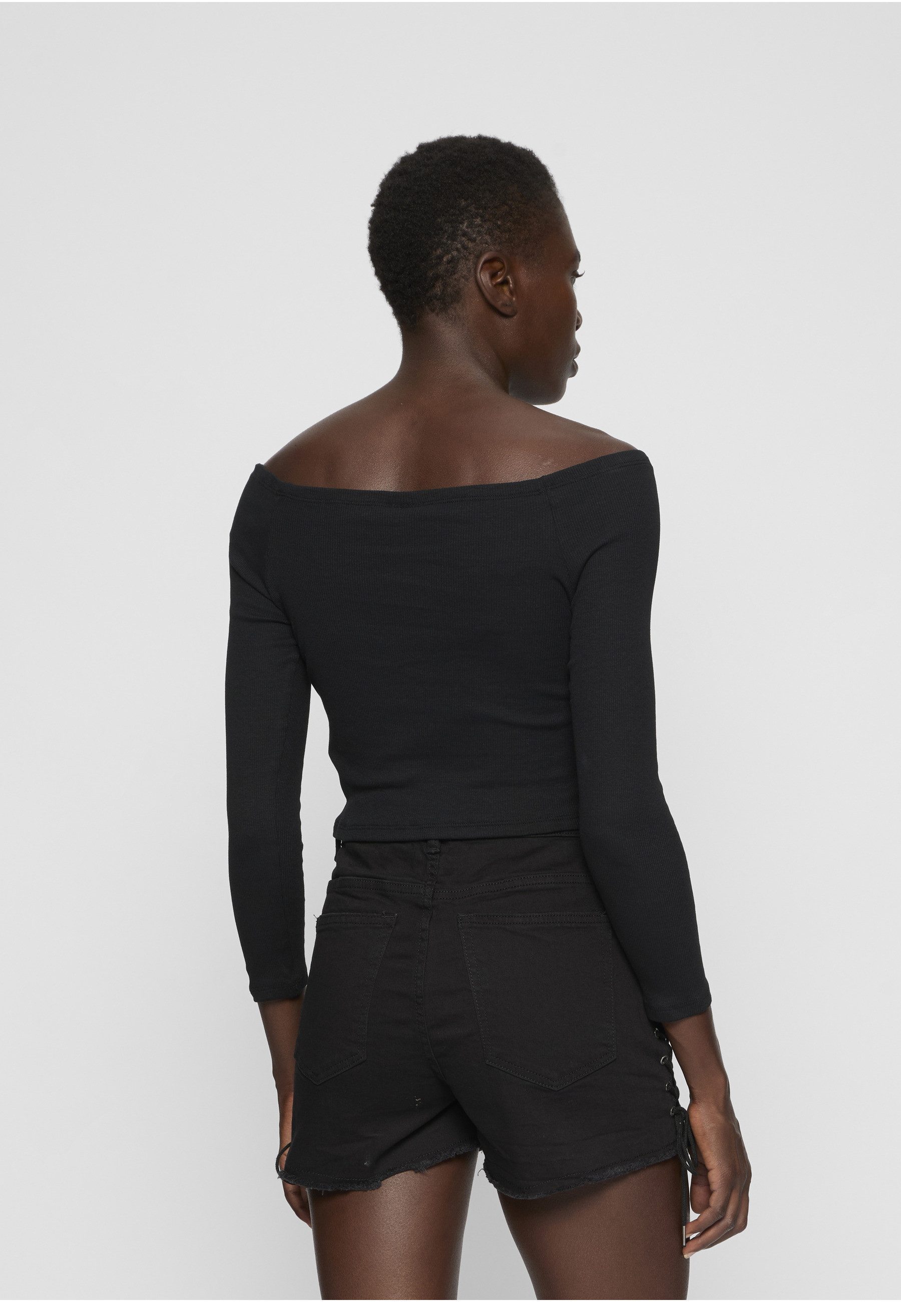 URBAN CLASSICS Langarmshirt Urban Classics Damen Ladies Off Shoulder Rib Longsleeve (1-tlg) – Bild 5 von 5