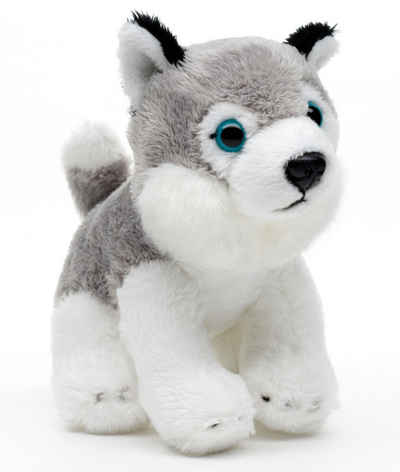 Uni-Toys Kuscheltier Husky Plushie, sitzend - 13 cm (Länge) - Plüsch-Hund - Plüschtier, zu 100 % recyceltes Füllmaterial