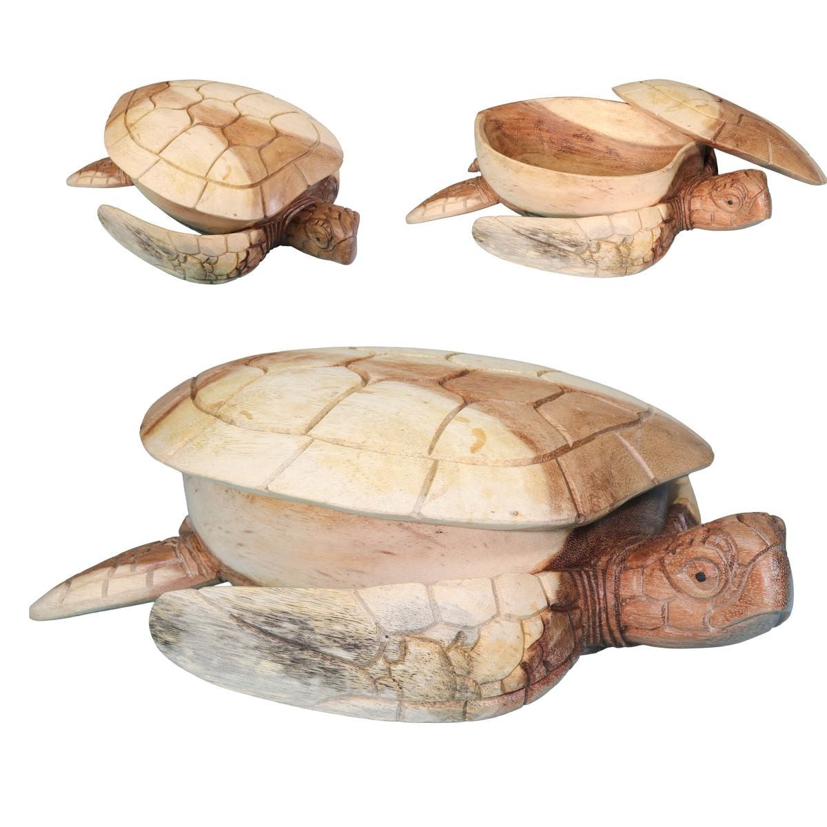 Oriental Galerie Aufbewahrungsbox Natur Holz Schildkröte Dekofigur mit Geheimfach 30 cm