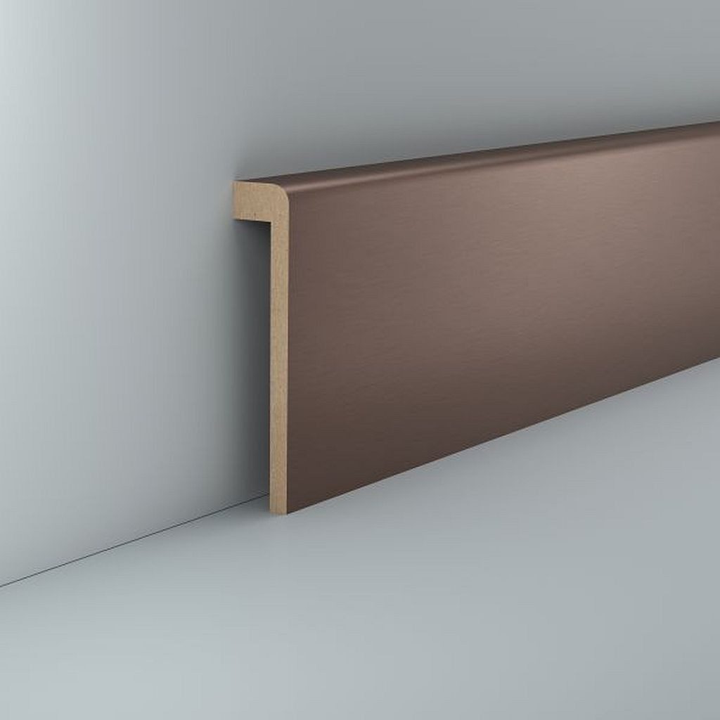 Südbrock Sockelleiste Abdeckleiste Fliesensockel 19 x 96 mm MDF foliert Dekor Bronze, L: 250 cm, H: 9.6 cm, 1-St.