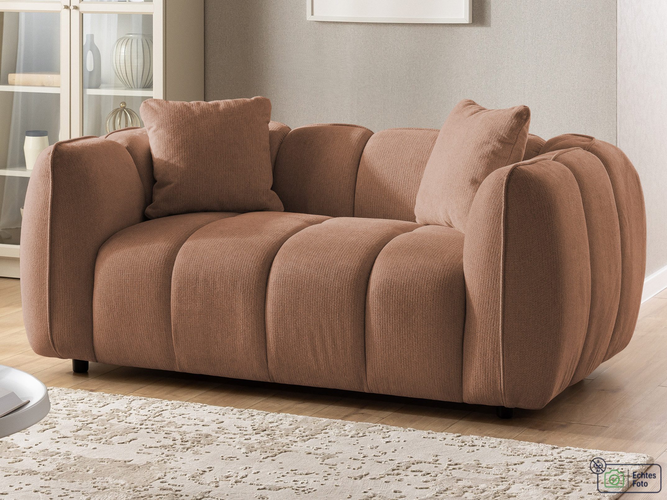 S-Style Möbel Sofa 2-Sitzer Nubira in tief gesteppter Bubble-Optik aus Strukturstoff, mit modernem Design und Wellenfederung