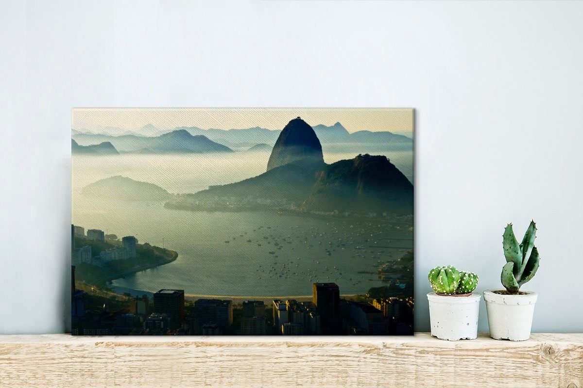 Wanddeko, St), Botafogo Aufhängefertig, 30x20 Leinwandbilder, mit Wandbild Brasilien, Nebliges Leinwandbild Zuckerhut cm (1 in OneMillionCanvasses®
