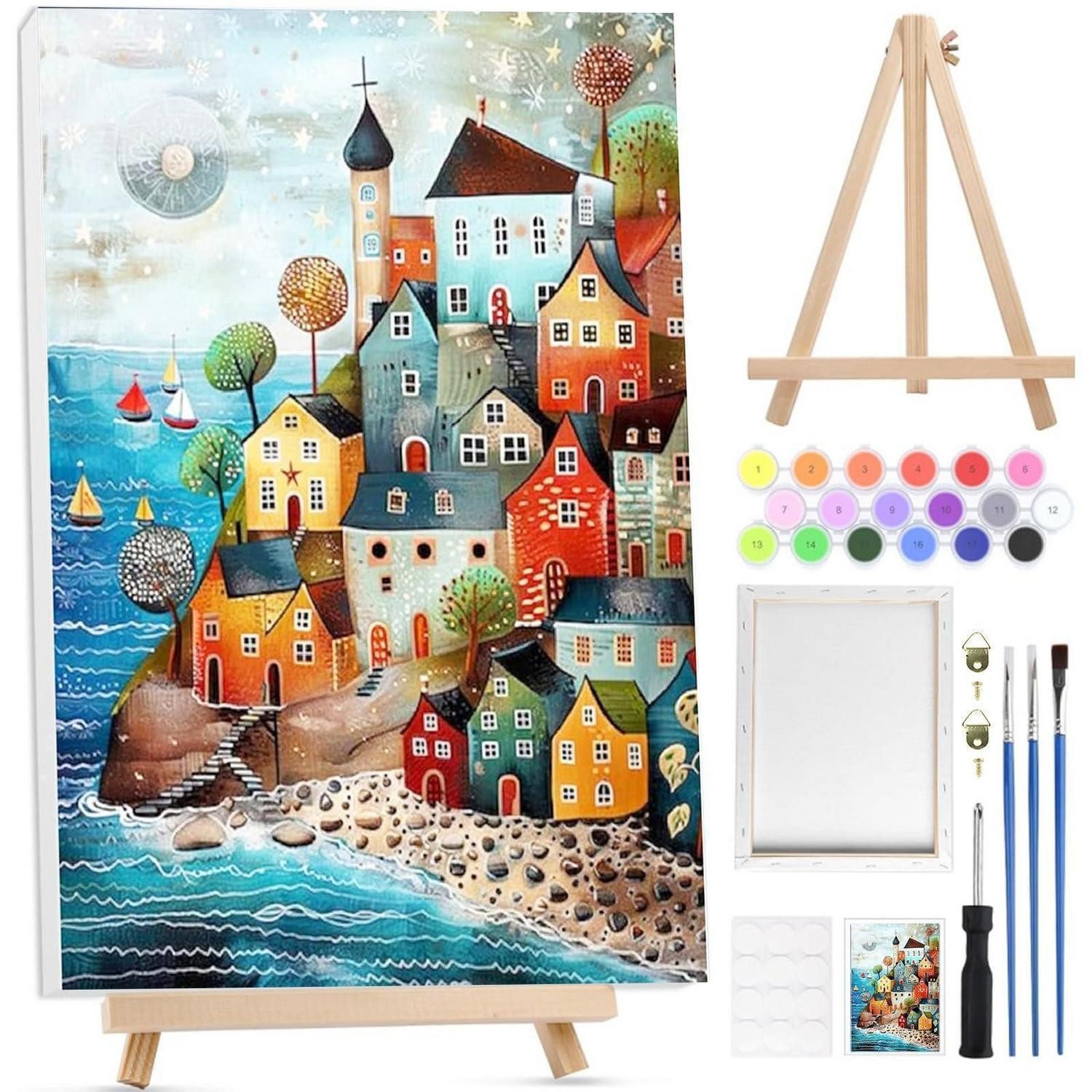 LuxusKollektion Malen nach Zahlen Malen nach Zahlen Schloss mit Staffelei 20x30cm (1-St)