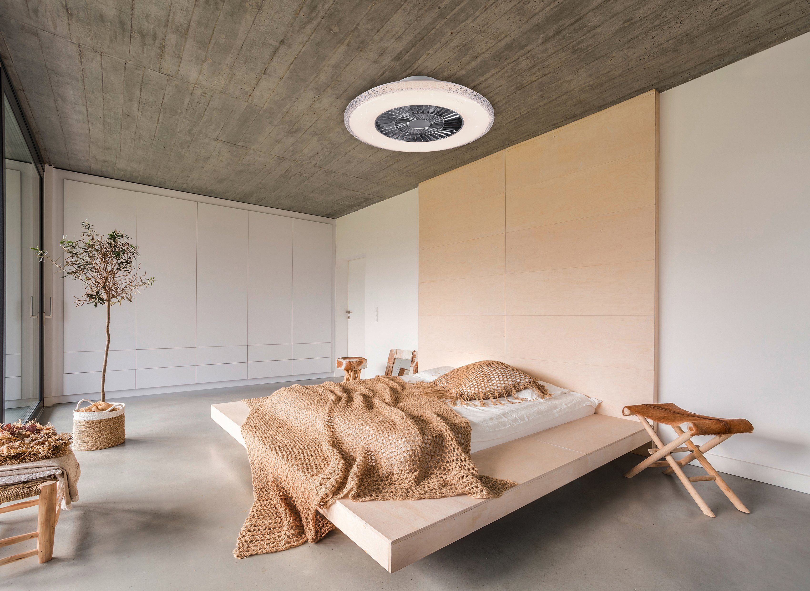 Reality Leuchten LED Deckenleuchte Harstad Deckenventilator, Timerfunktion, günstig online kaufen