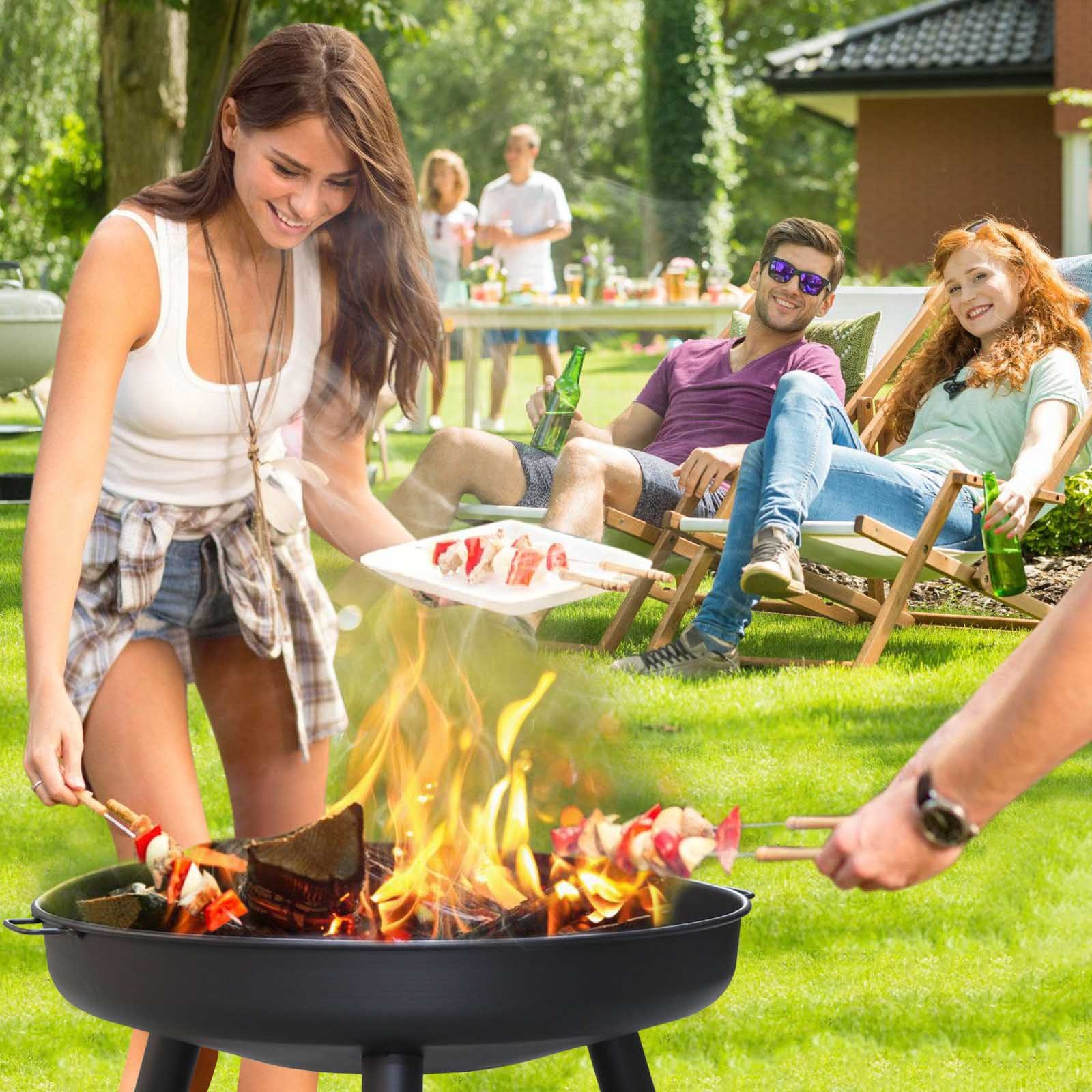 Clanmacy Fire Bowl, Garden Fire Pit with Hole, Heater, Anti-Rust Feet, 80 cm