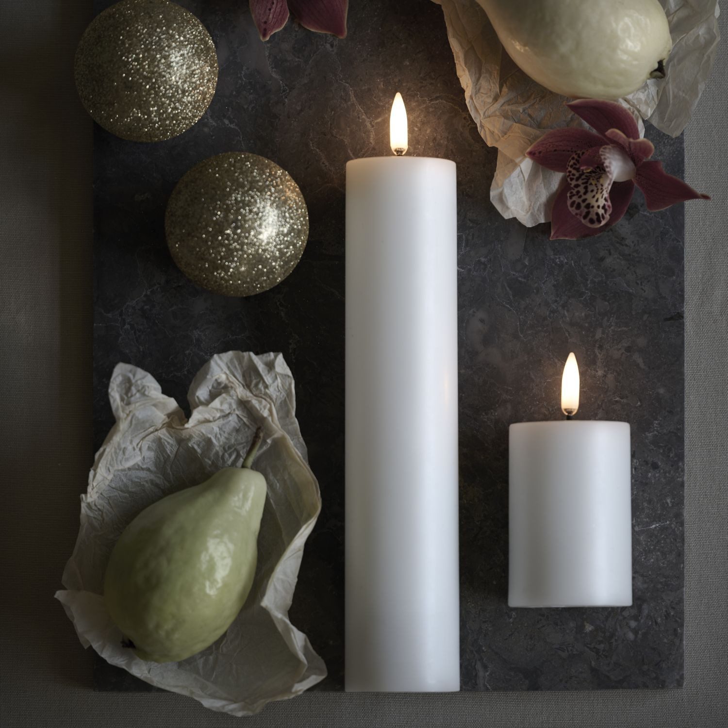 UYUNI Lighting LED-Kerze Echtwachs-Stumpenkerze Mini Nordic White Smooth 4, günstig online kaufen