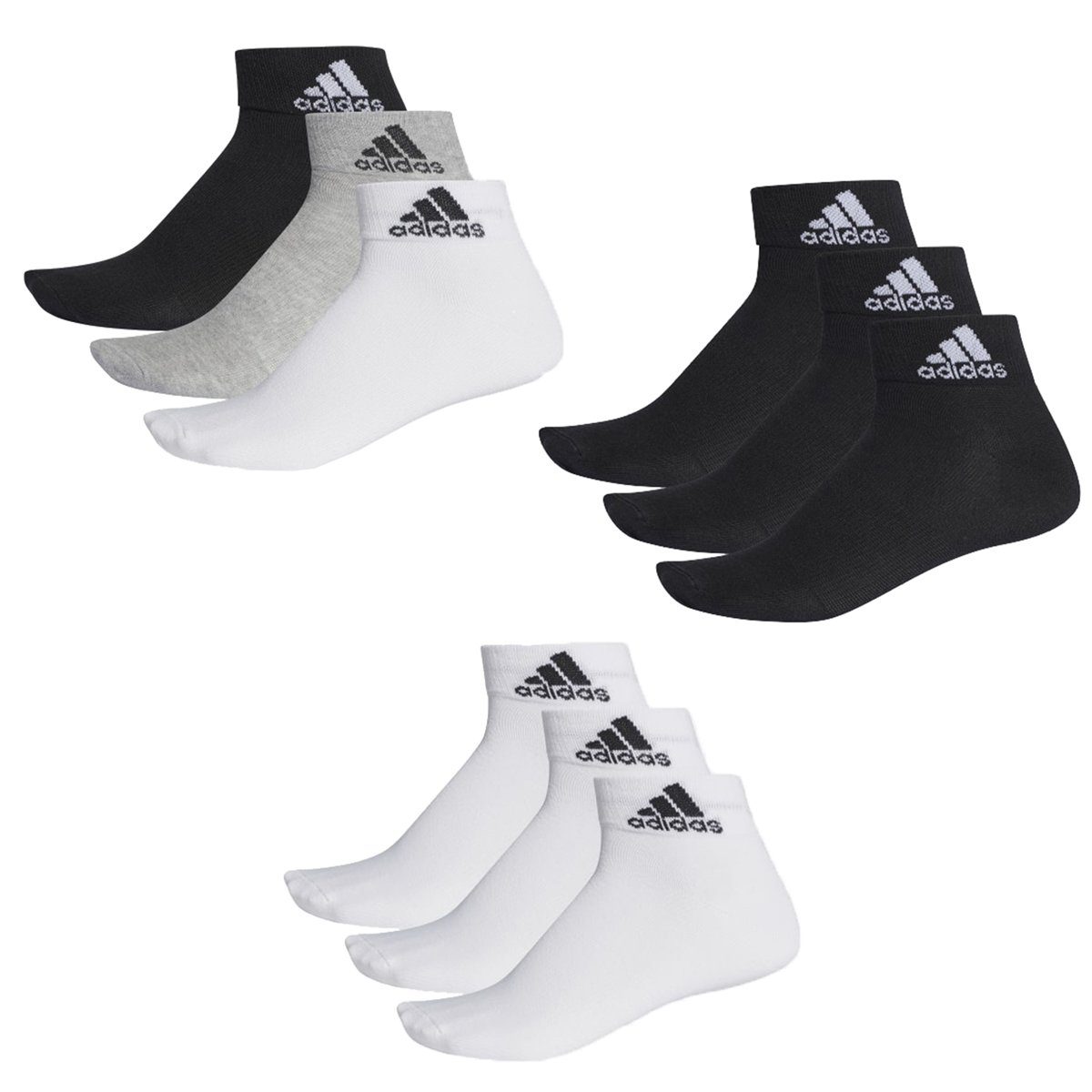 803 (6-Paar) - grey/white/black Performance Thin Performance 6P adidas Ankle Kurzsocken