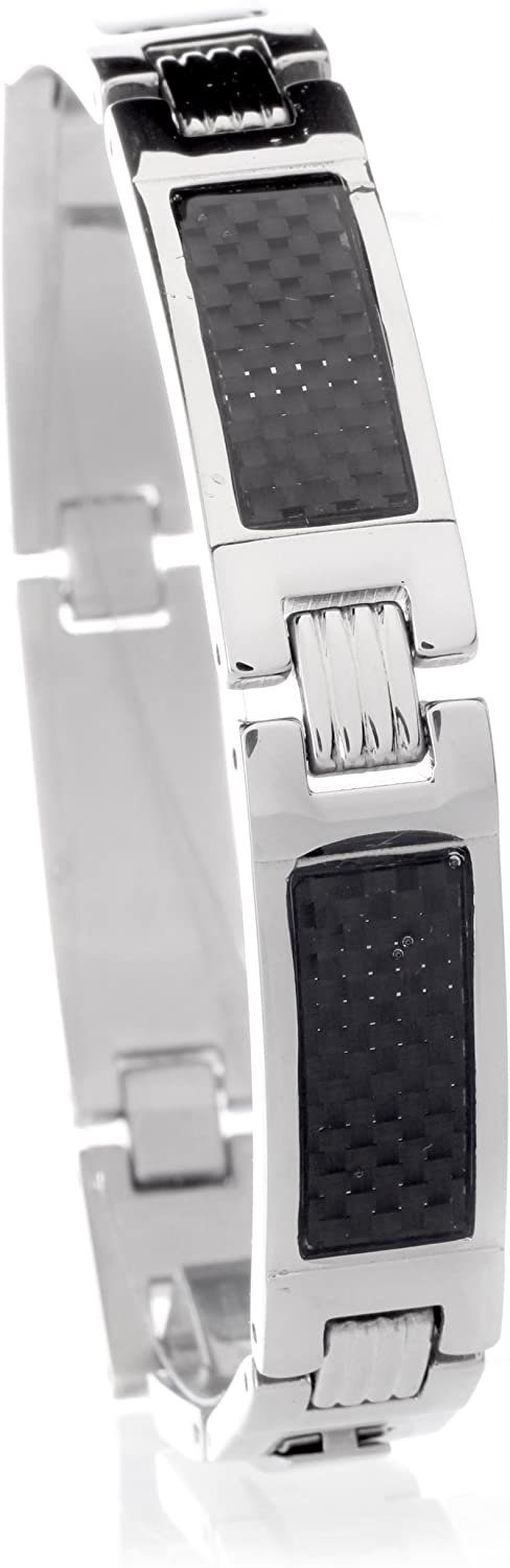 Karisma Edelstahlarmband Karisma Männer Edelstahl Armband Mit Karboneinlage316L, - Hoch Poliert SB5973 - 20.5 Zentimeter - Männerschmuck