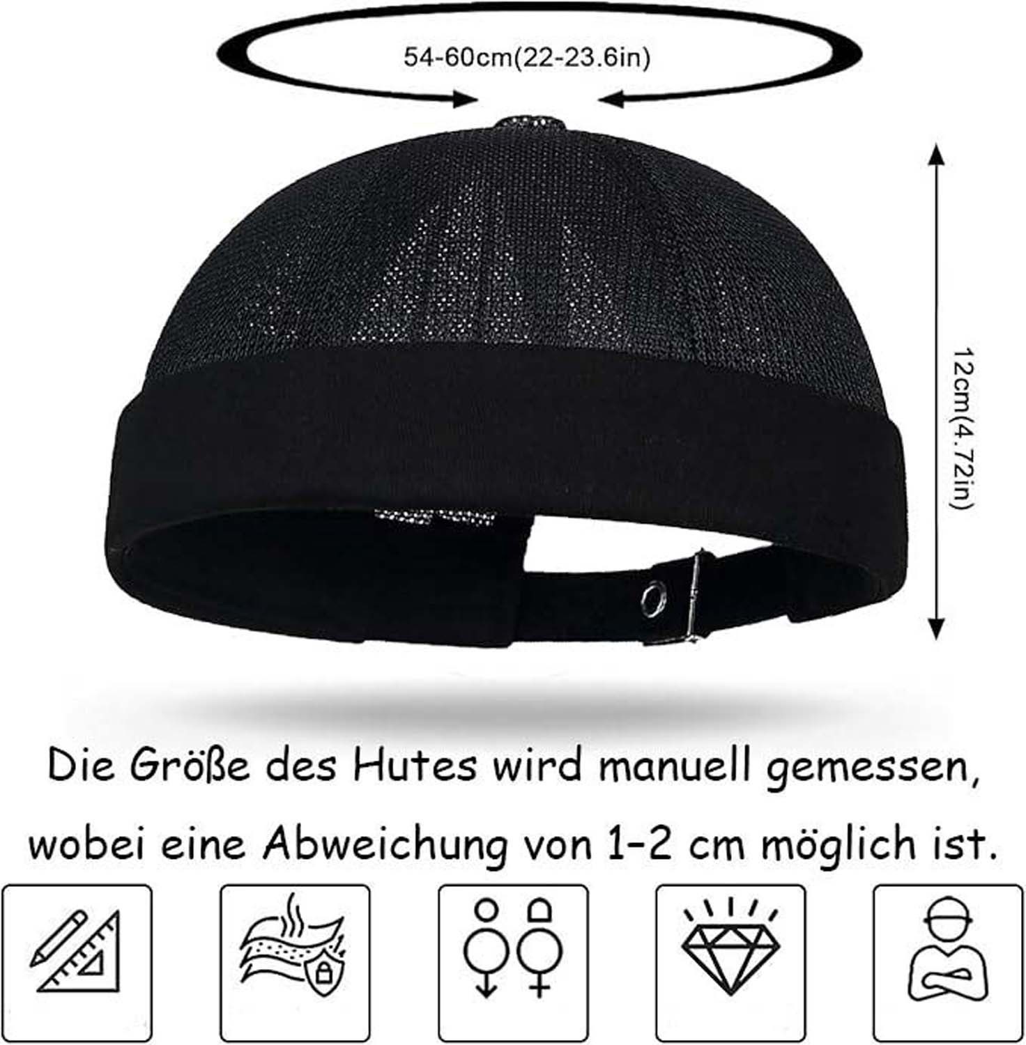 Zaewry Dockermütze Verstellbar Seemannsmütze UV-Schutz Dockermütze Sommer Hafenmütze