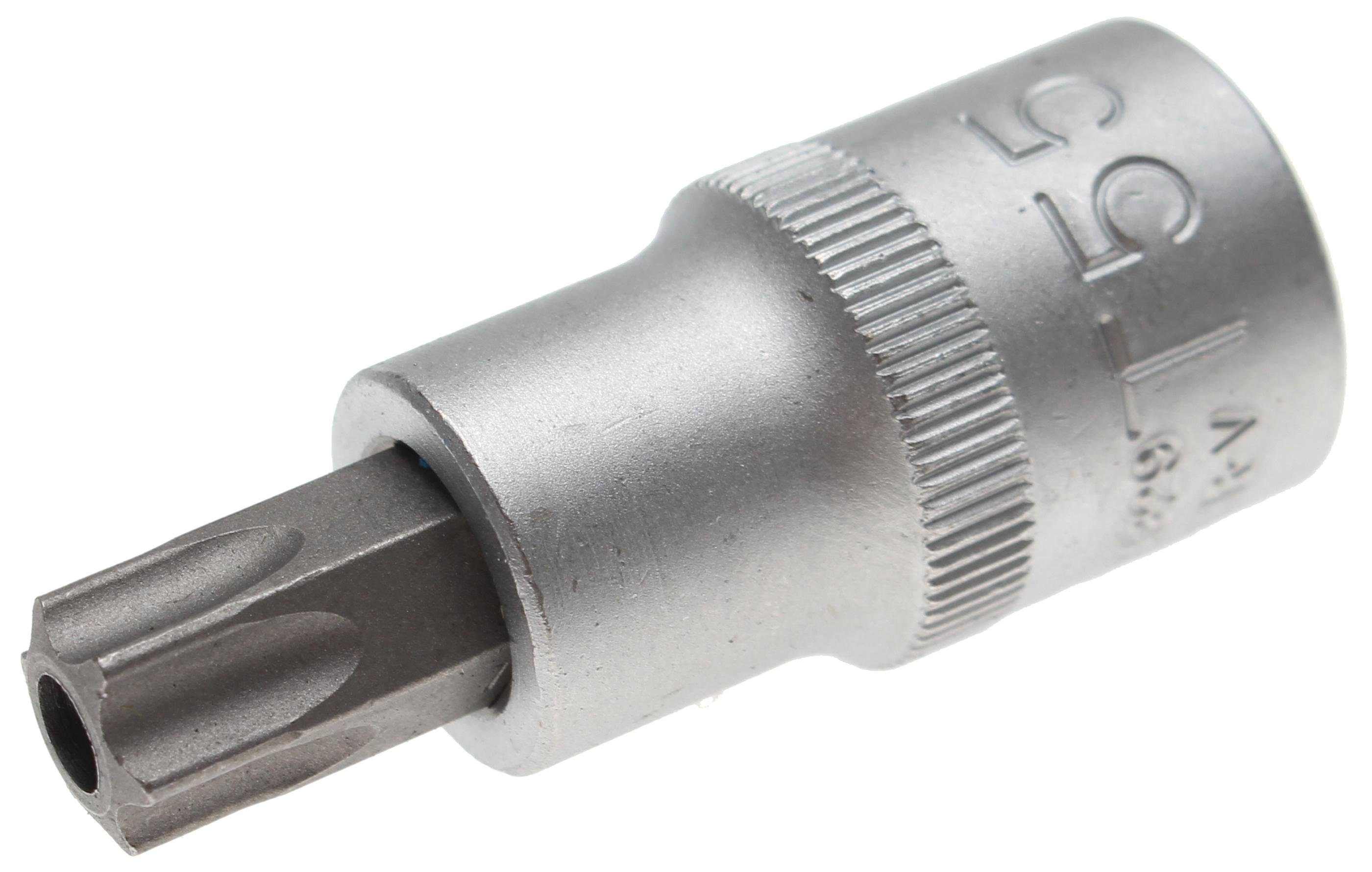 BGS technic Bit-Schraubendreher Bit-Einsatz, Antrieb Innenvierkant 12,5 mm (1/2), T-Profil (für Torx) mit Bohrung T55