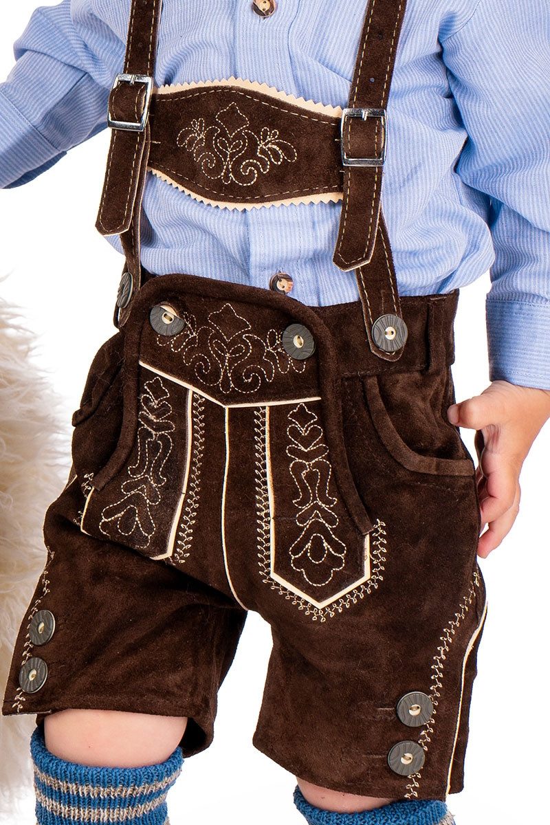 Isar-Trachten Lederhose Lederhose Kinder - JANNIS - dunkelbraun