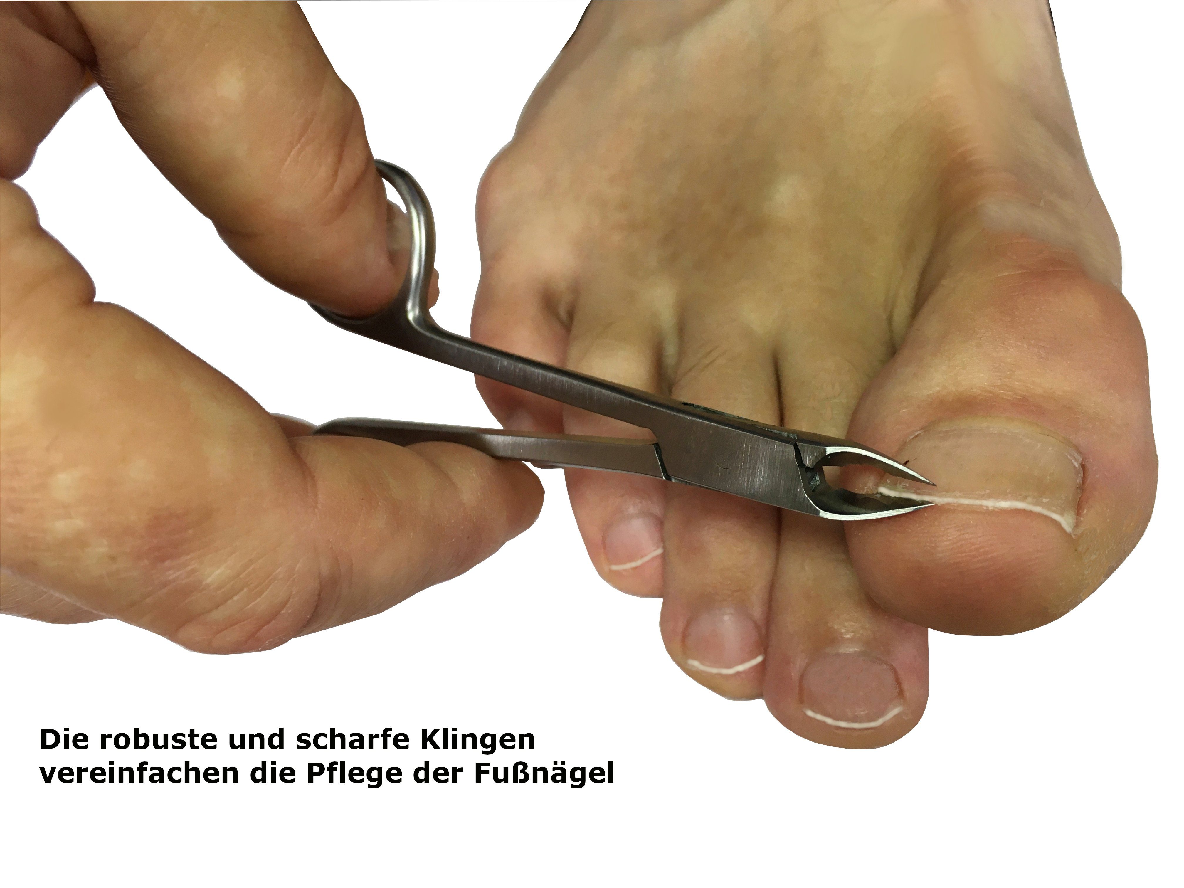 Nagelwerkstatt Nagelschere Profi Nagelknipser - feiner Nagelknipser aus rostfreiem Edelstahl, (Set, 3-tlg), Gebogene, sehr scharfe Schneide - für Finger- und Fußnägel